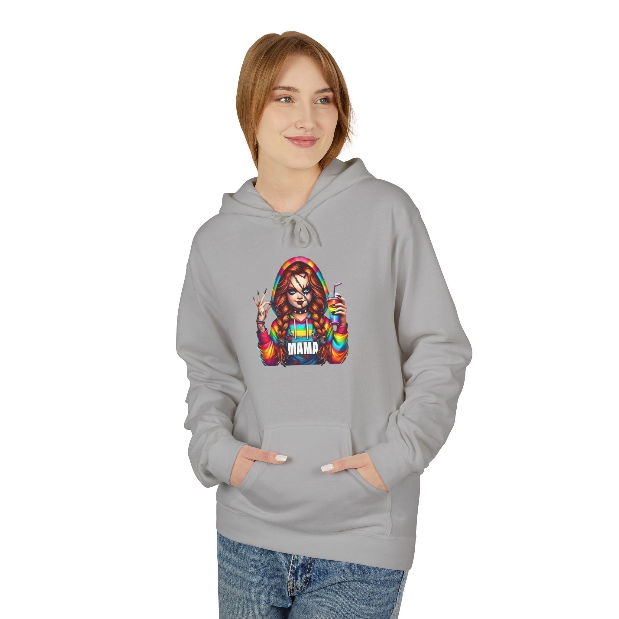 Rainbow Peace Mama Hoodie — Colorful Hippie Mom Graphic Pullover