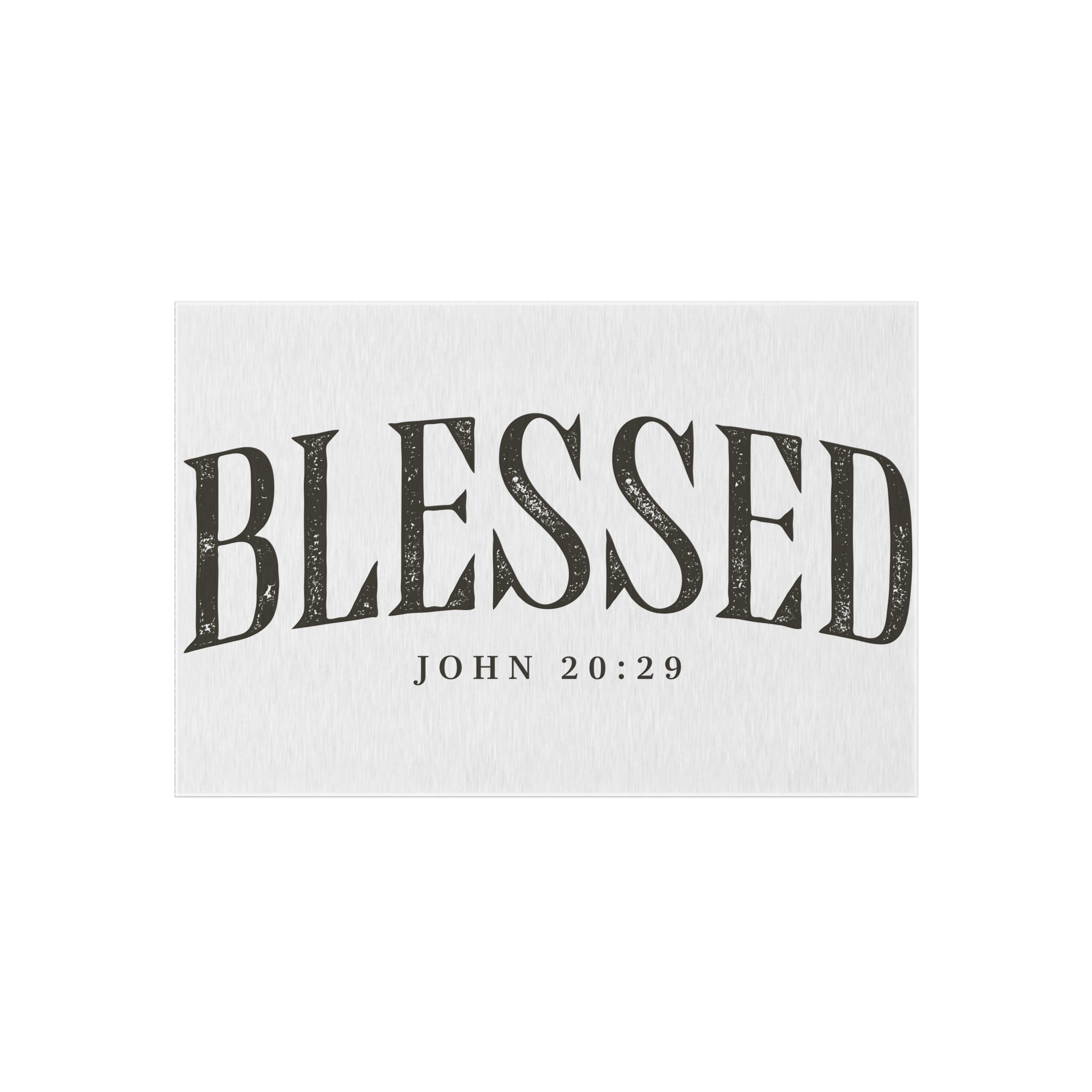 Blessed Outdoor Rug — "BLESSED" with John 20:29 Doormat
