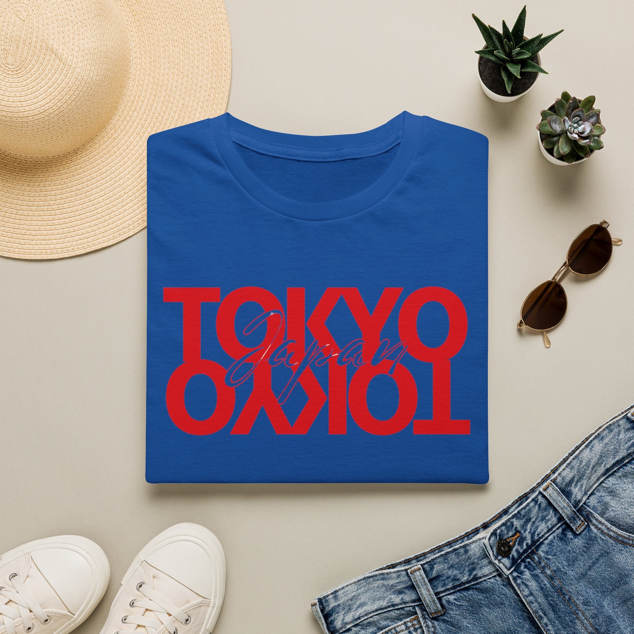 Tokyo Floral T-Shirt — Mirrored Red Logo "Tokyo" Graphic Tee