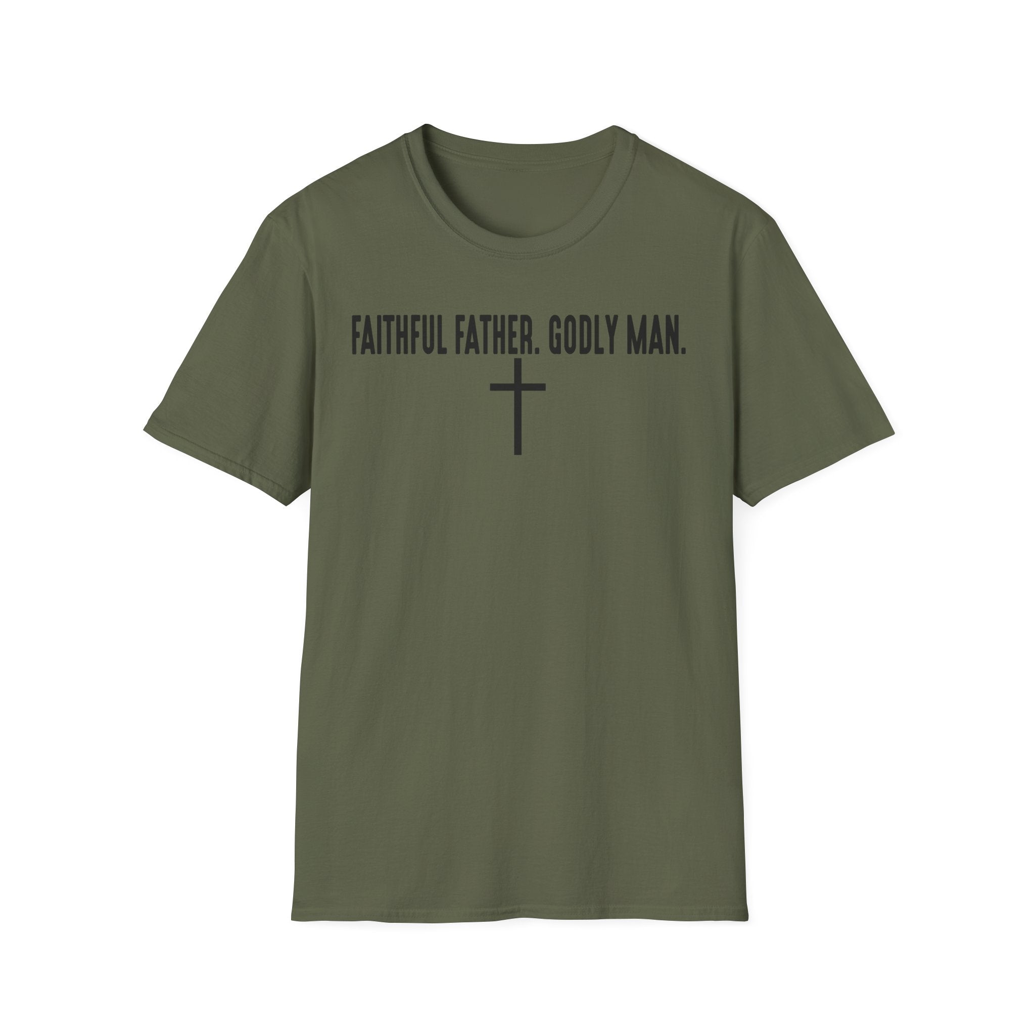 Faithful Father. Godly Man. T‑Shirt — Christian Dad Tee with Cross
