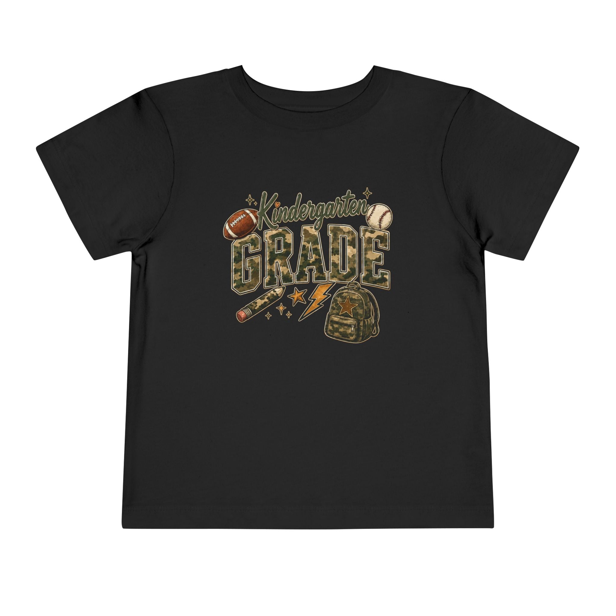 Kindergarten Grade Toddler Tee — Cute Back-to-School Football & Backpack Shirt