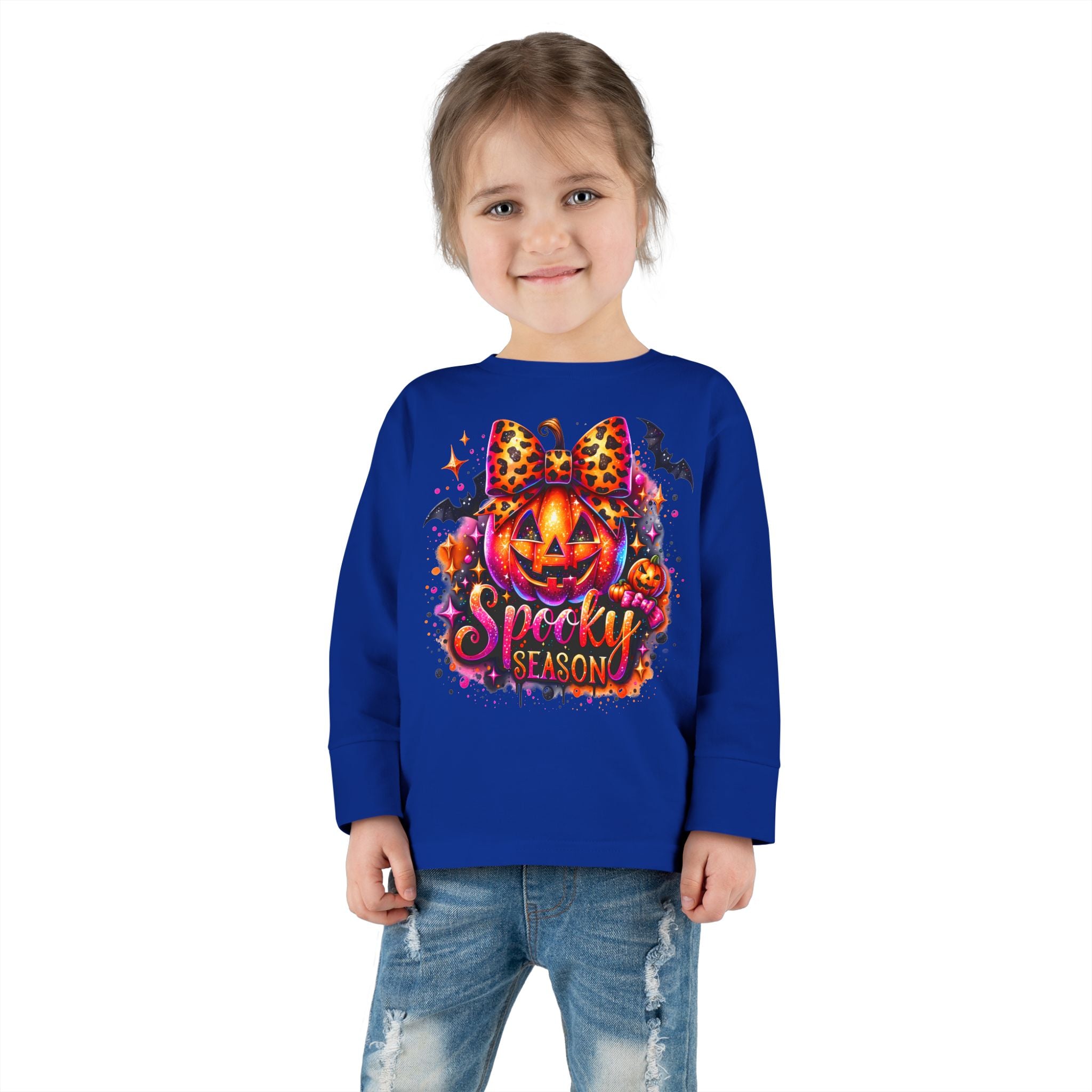 Toddler Long Sleeve Tee — "Spooky Season" Pumpkin Halloween Shirt