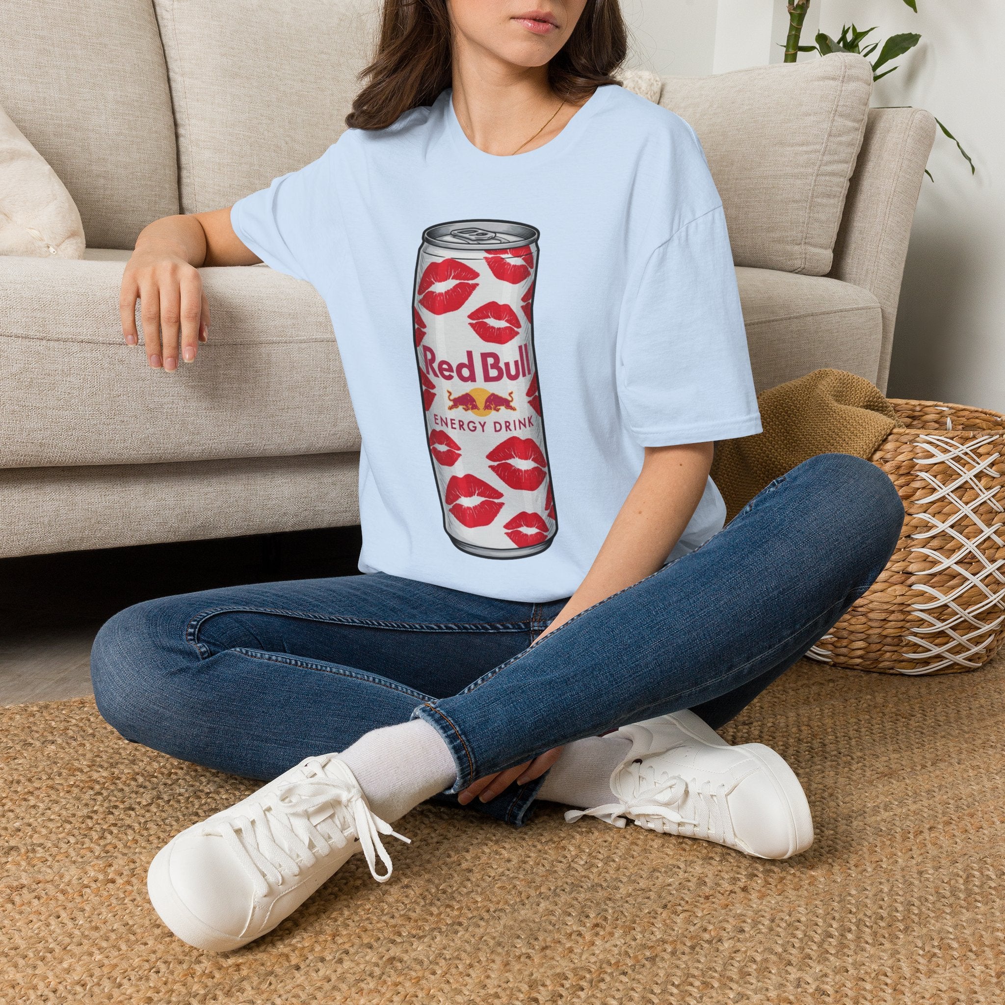 Graphic Tee — Red Bull Can with Lip Print