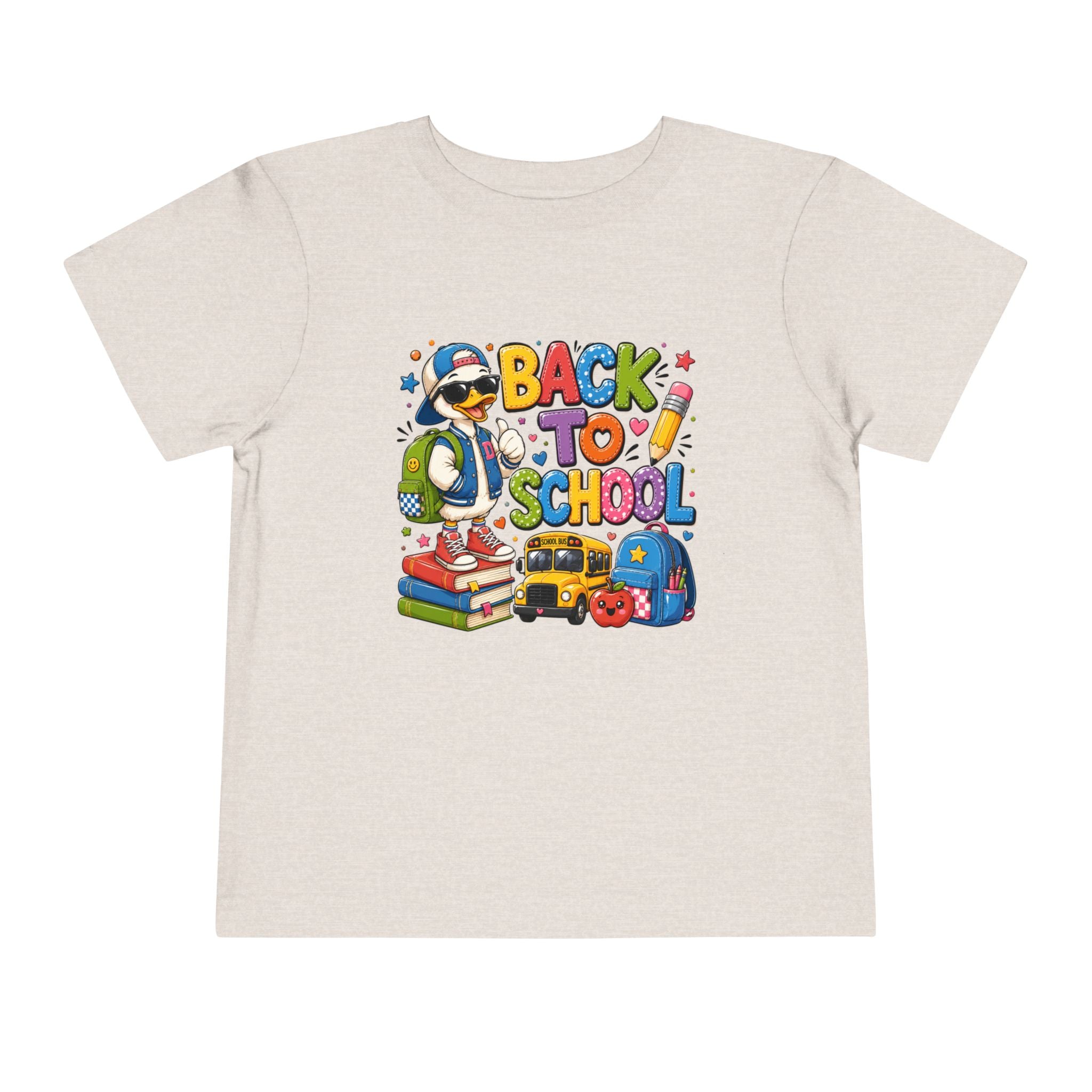 Back to School Toddler Tee — Cute Penguin School Bus Design