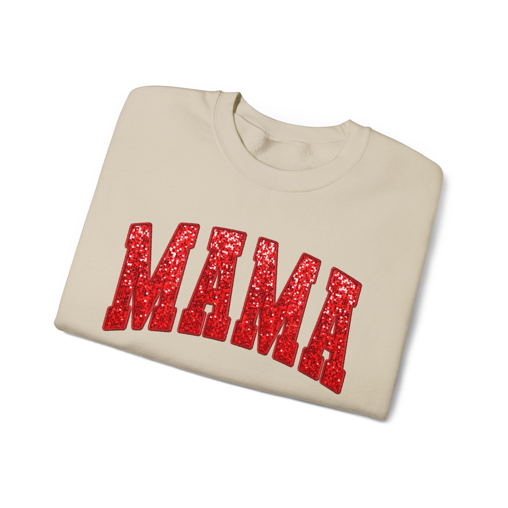 MAMA varsity letters Sweatshirt | red glitter heart sleeve accents