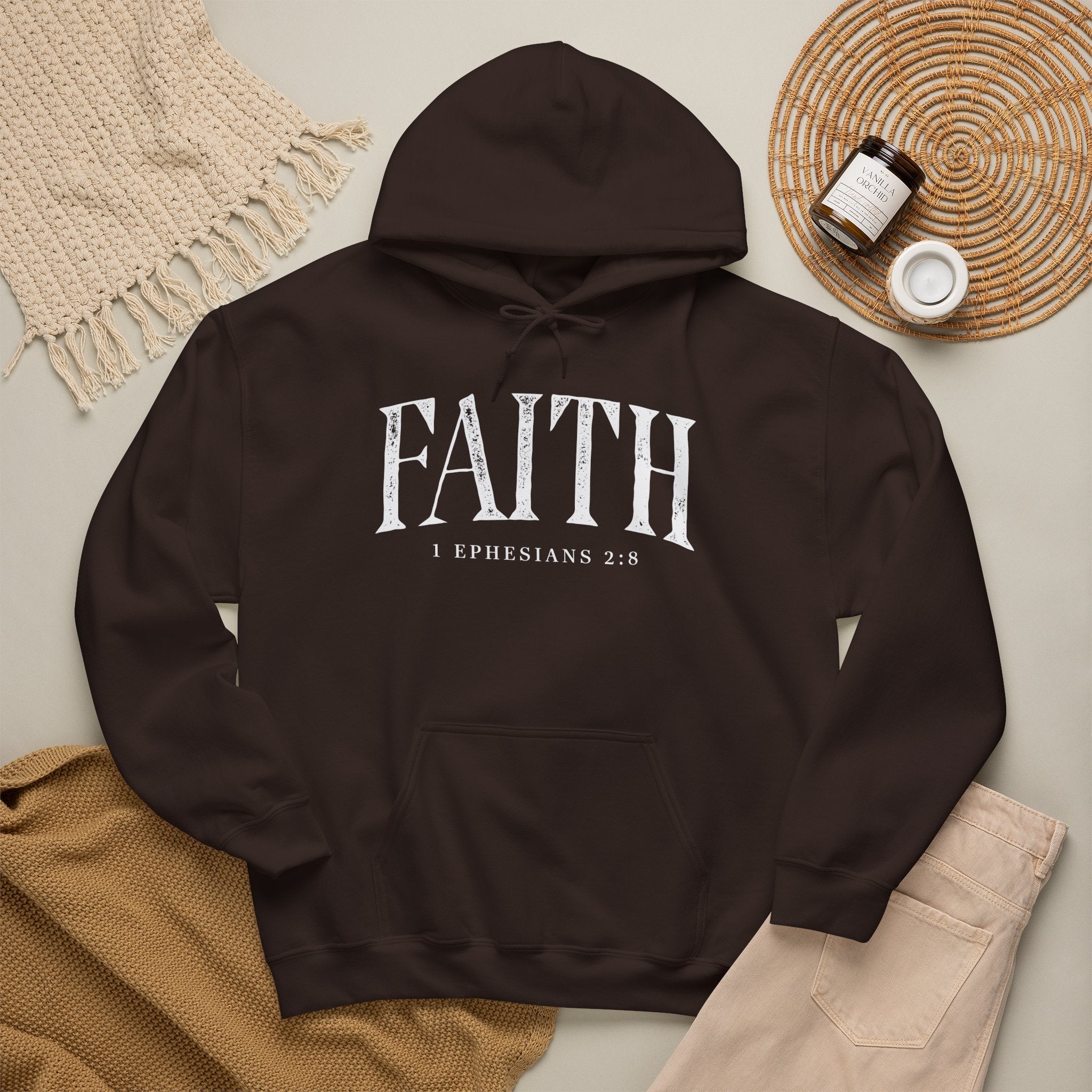 Faith Hoodie - Ephesians 2:8 Inspirational Christian Sweatshirt
