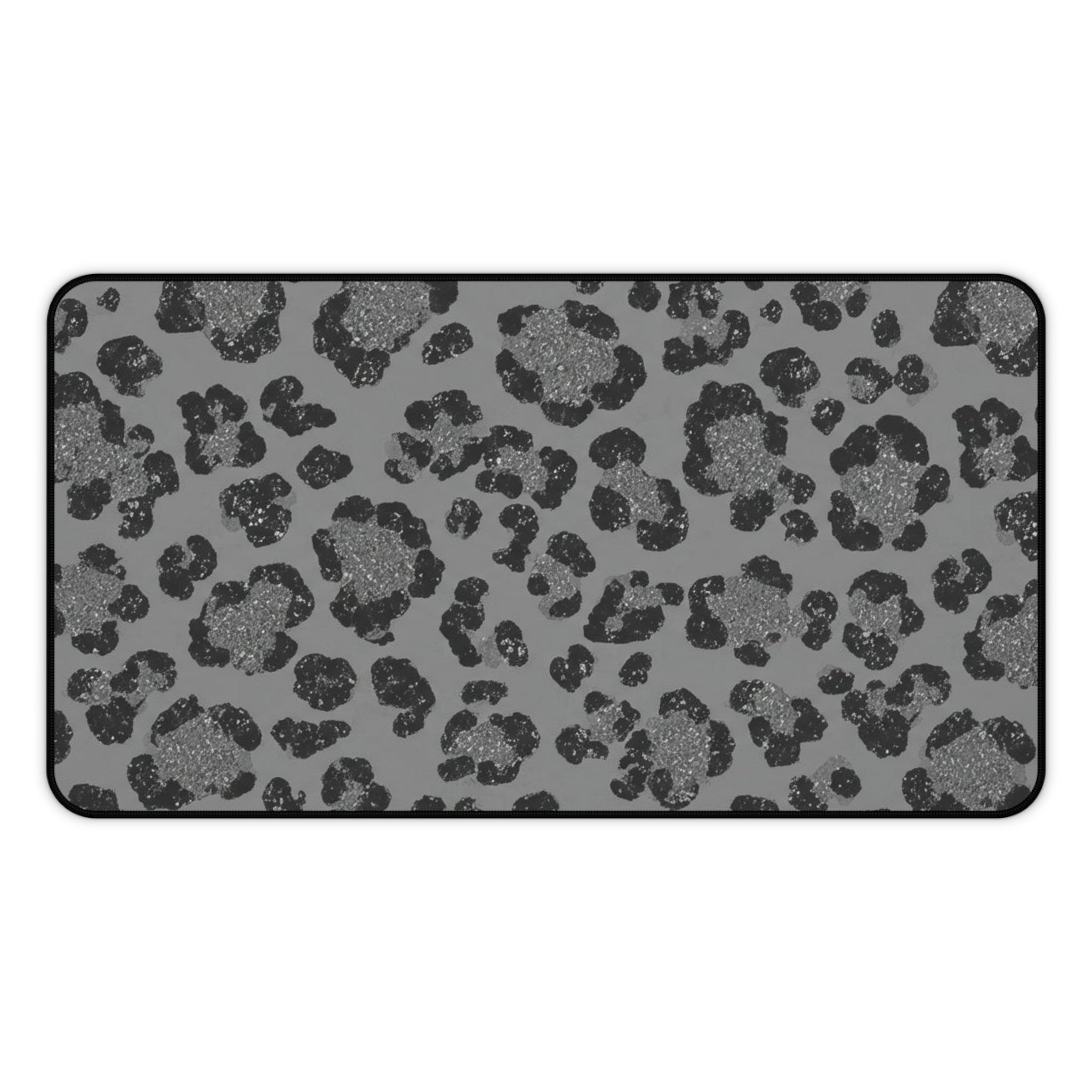 Grey Leopard Print Desk Mat — Stylish Anti-Slip Mouse Pad