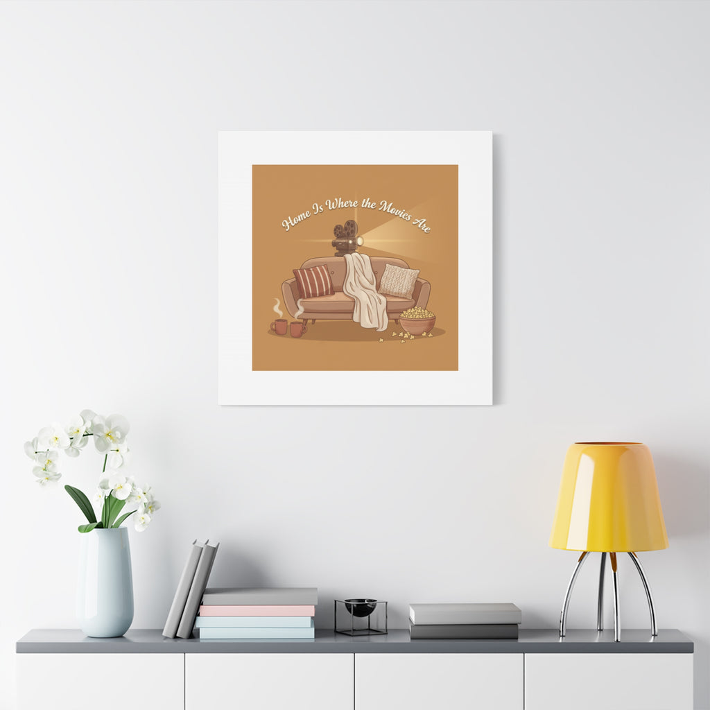 Home Is Where the Movies Are Canvas | cozy night art, home cinema decor