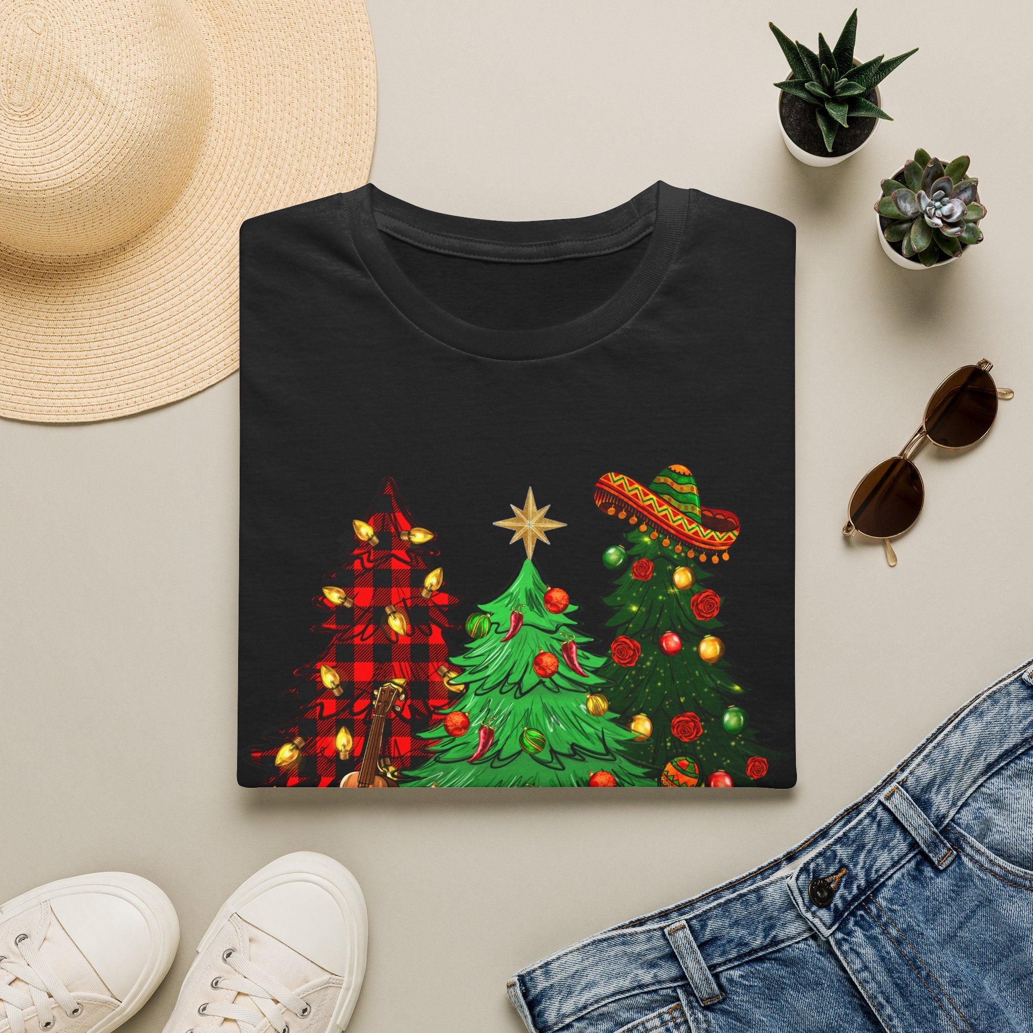 Feliz Navidad Christmas Trees T-Shirt — Festive Mexican Holiday Tee