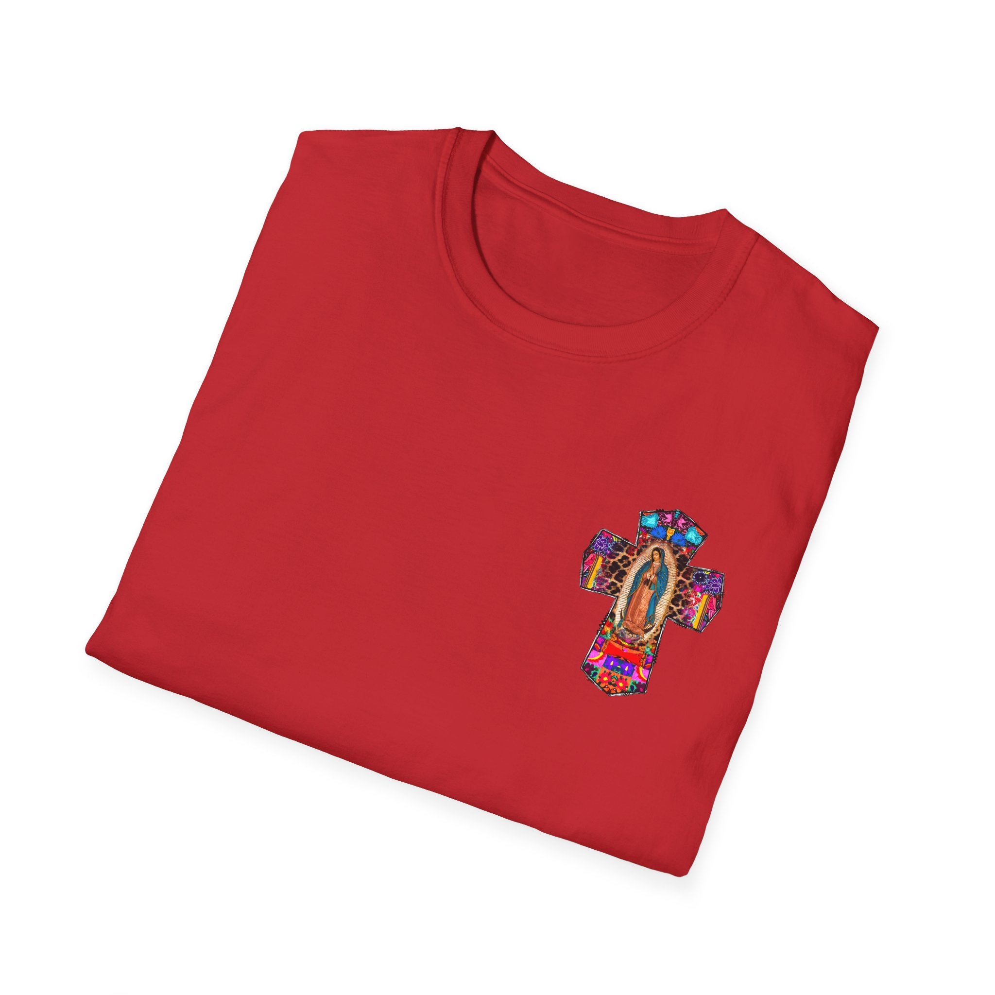 Our Lady of Guadalupe Cross T-Shirt — Colorful Mexican Folk Art Tee
