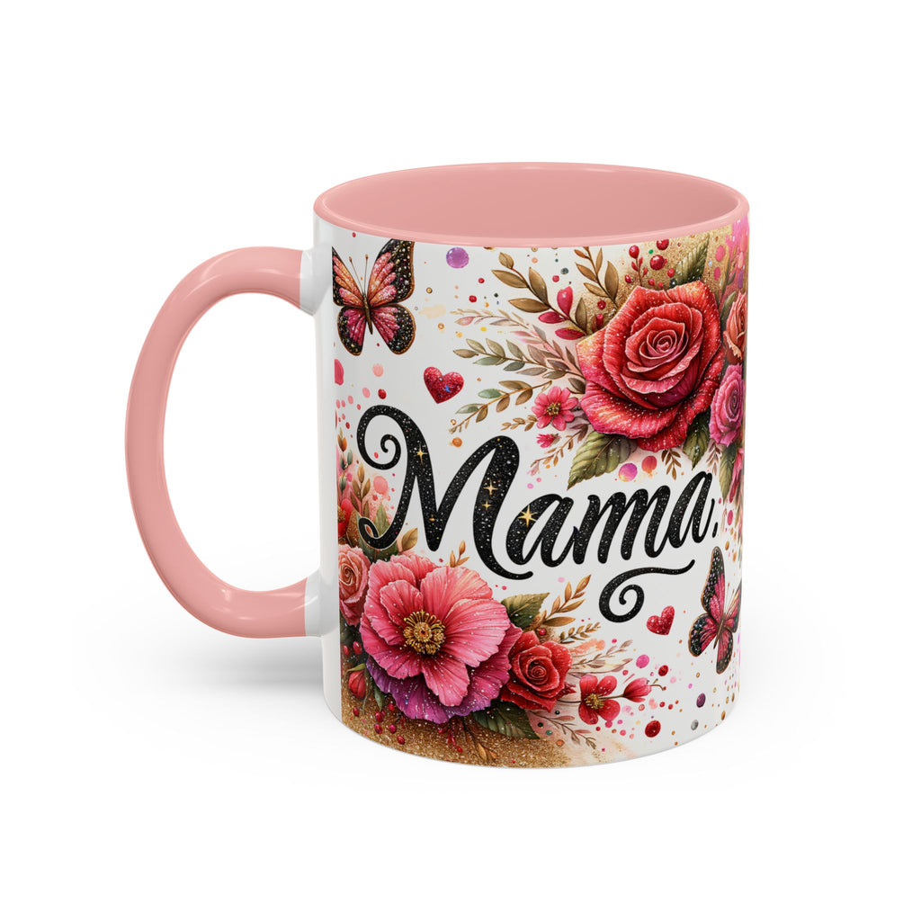 Mama Floral Accent Coffee Mug — Pink Roses & Butterflies (11/15oz)