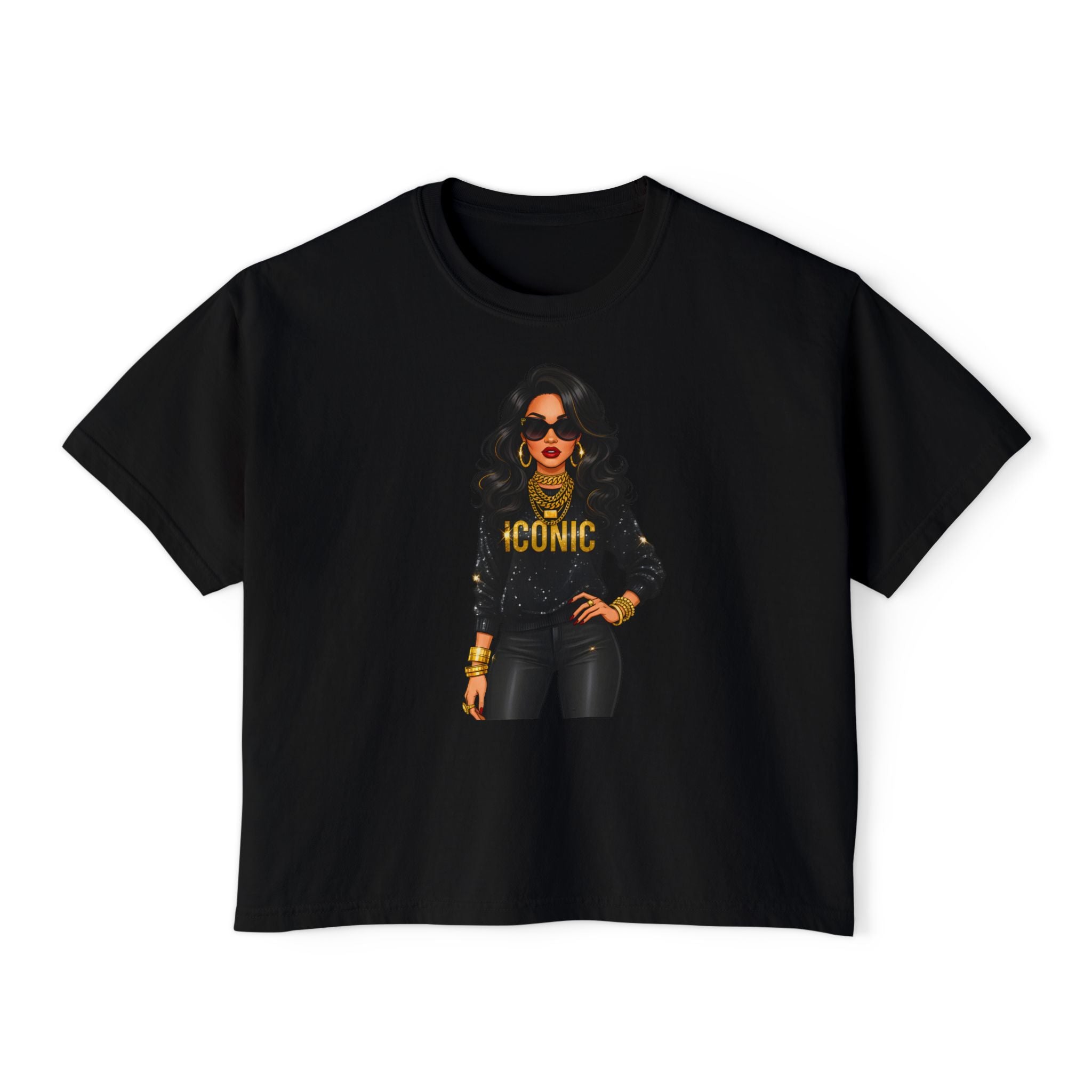 Iconic Woman Boxy Tee — Empowered Graphic Crop T-Shirt