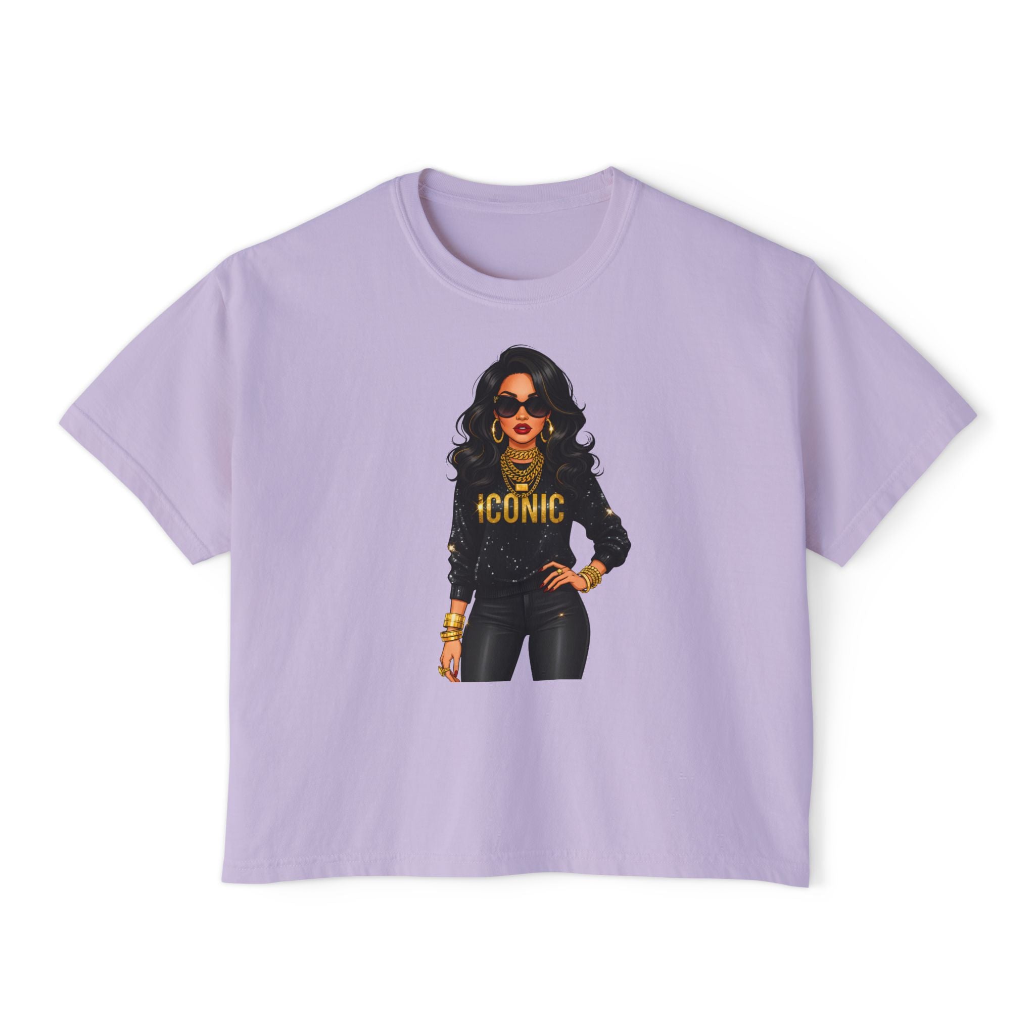 Iconic Woman Boxy Tee — Empowered Graphic Crop T-Shirt