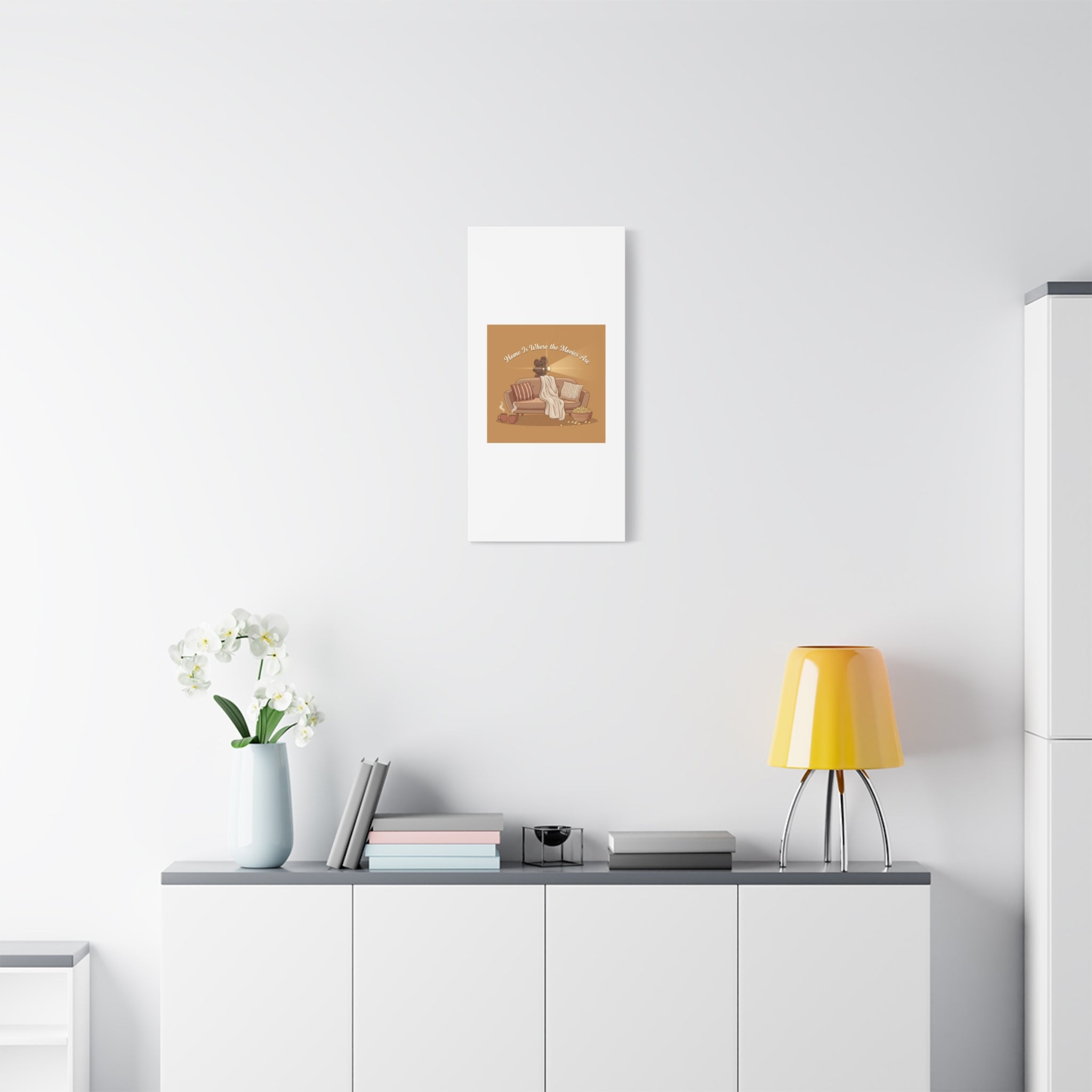 Home Is Where the Movies Are Canvas | cozy night art, home cinema decor