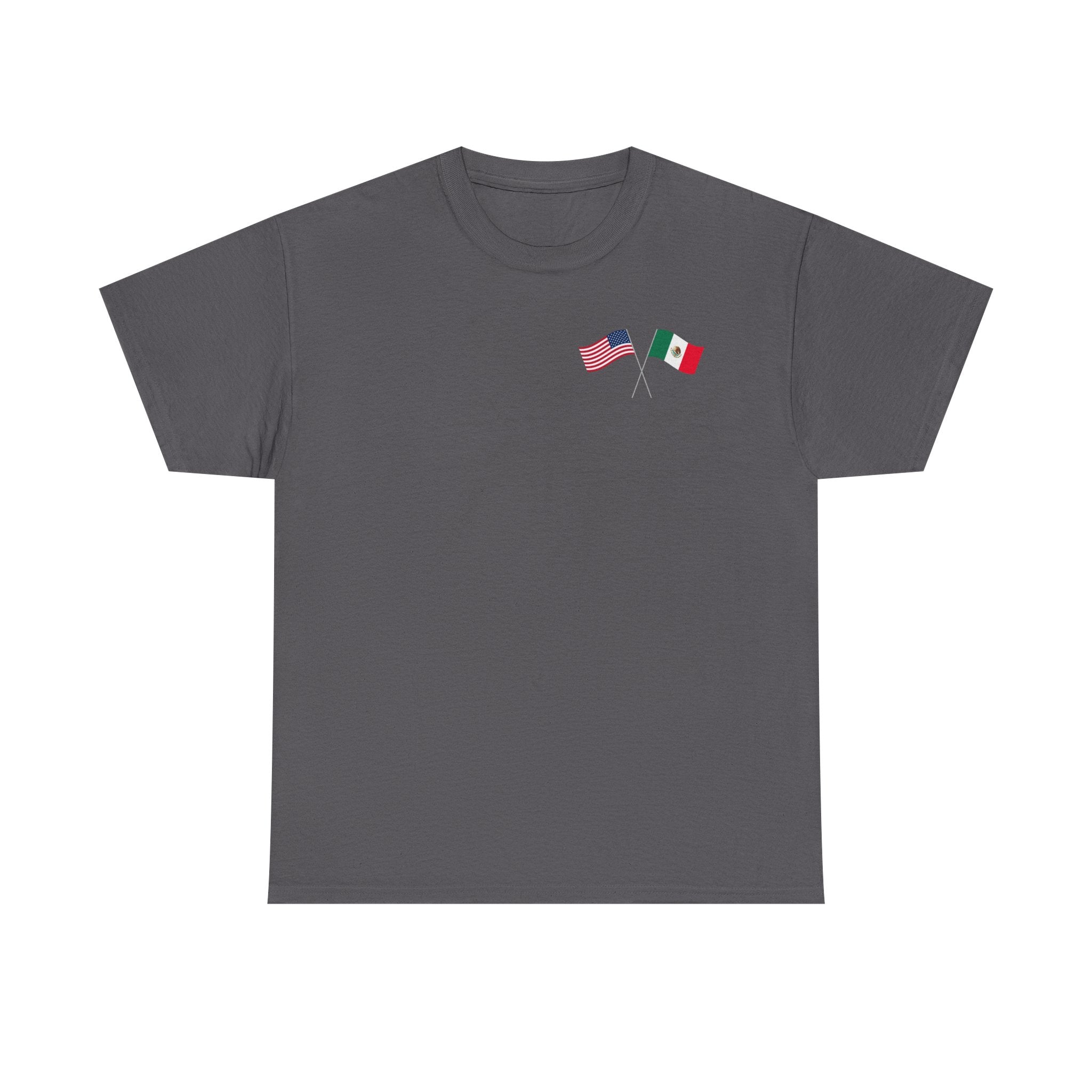 American & Italian Flag Tee with Vintage Rose Back — Patriotic Floral T-Shirt