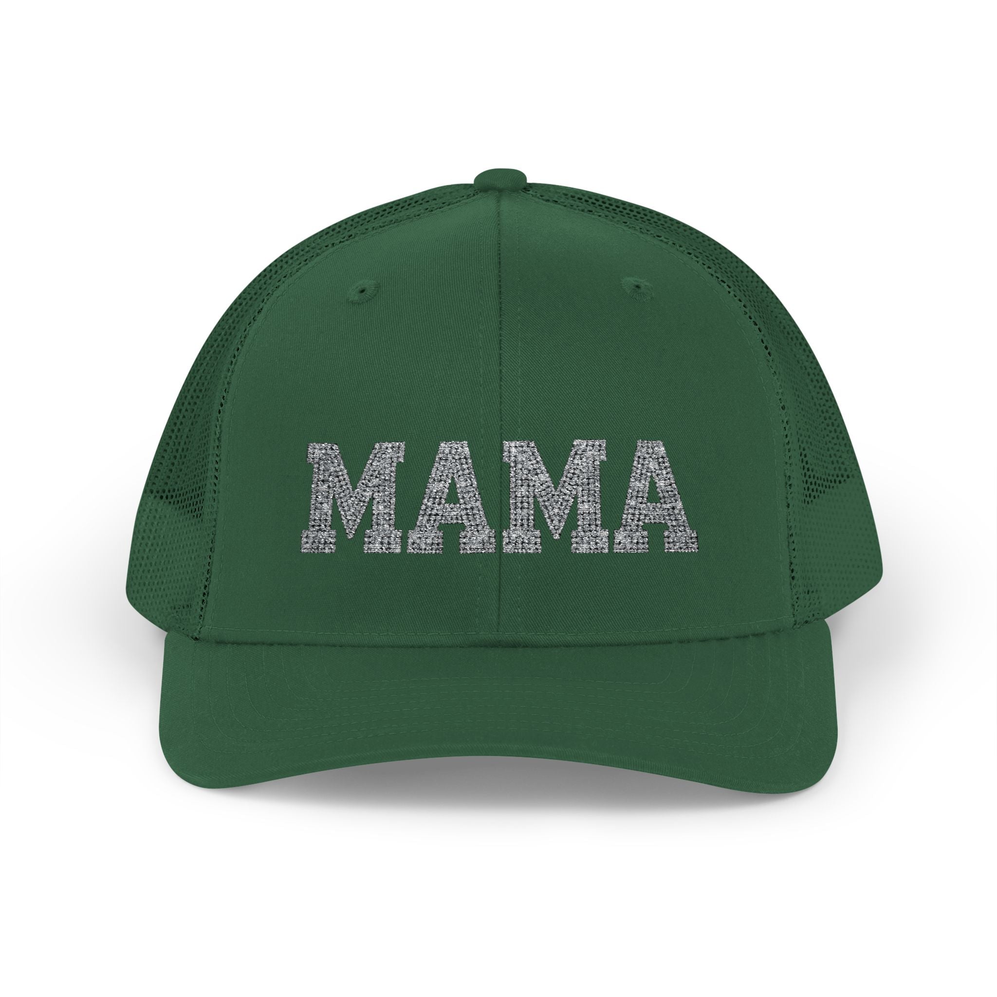 Mama Snapback Trucker Cap — Glitter Script "MAMA" Mesh Back Hat for Moms, Mother's Day Gift