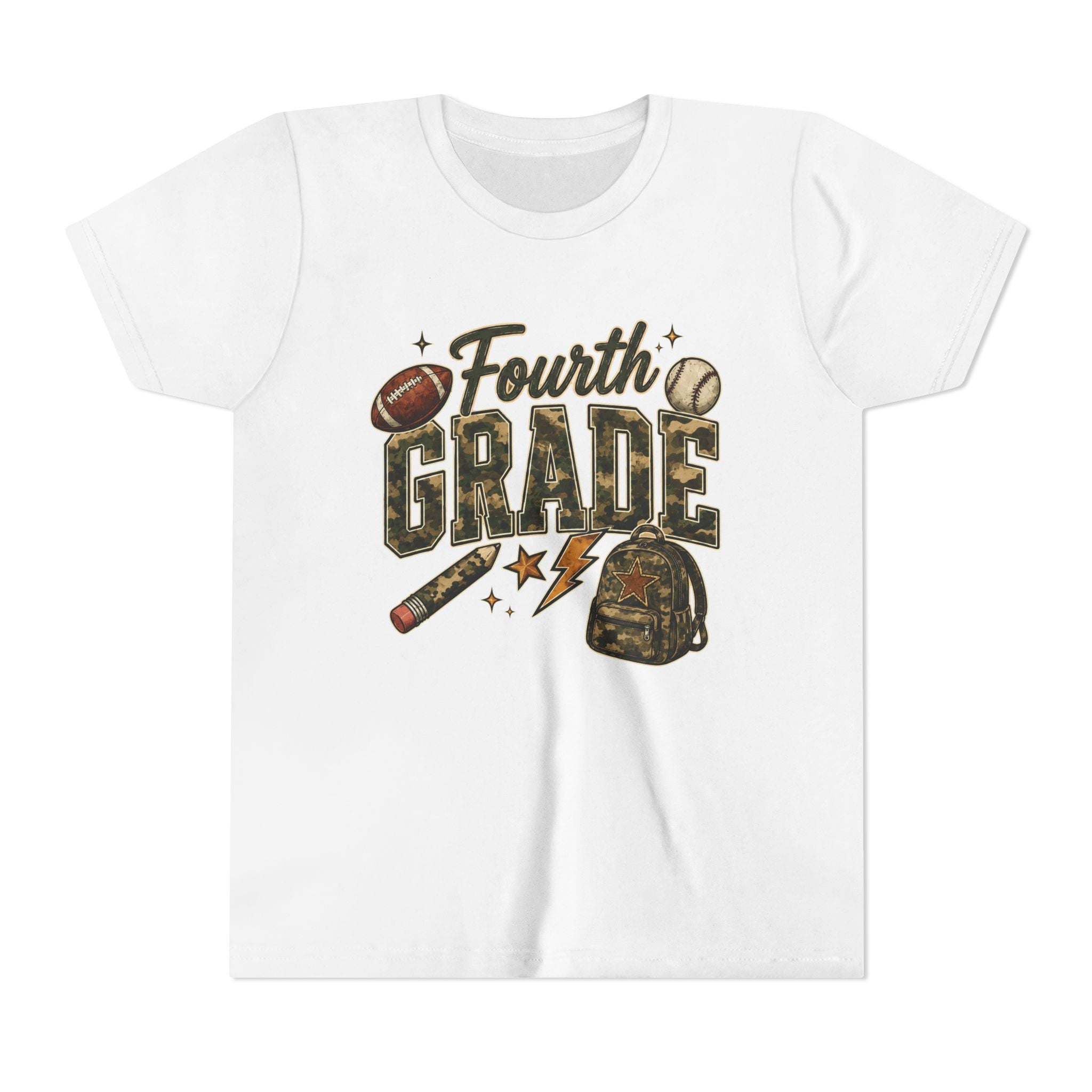 Fourth Grade Kids' T-Shirt – Back-to-School Sports & Backpack Design