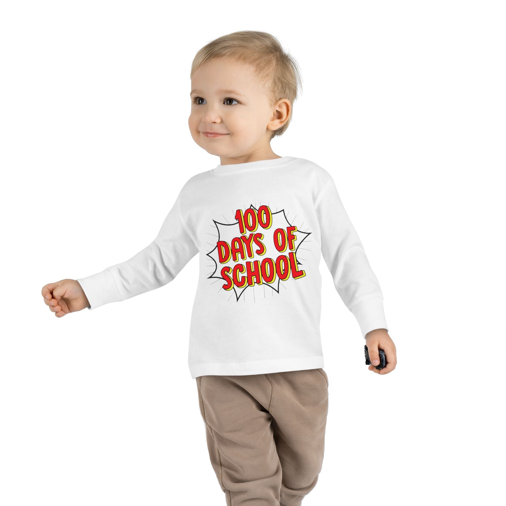 Toddler Long Sleeve Tee: "100 Days of School" Celebration Shirt