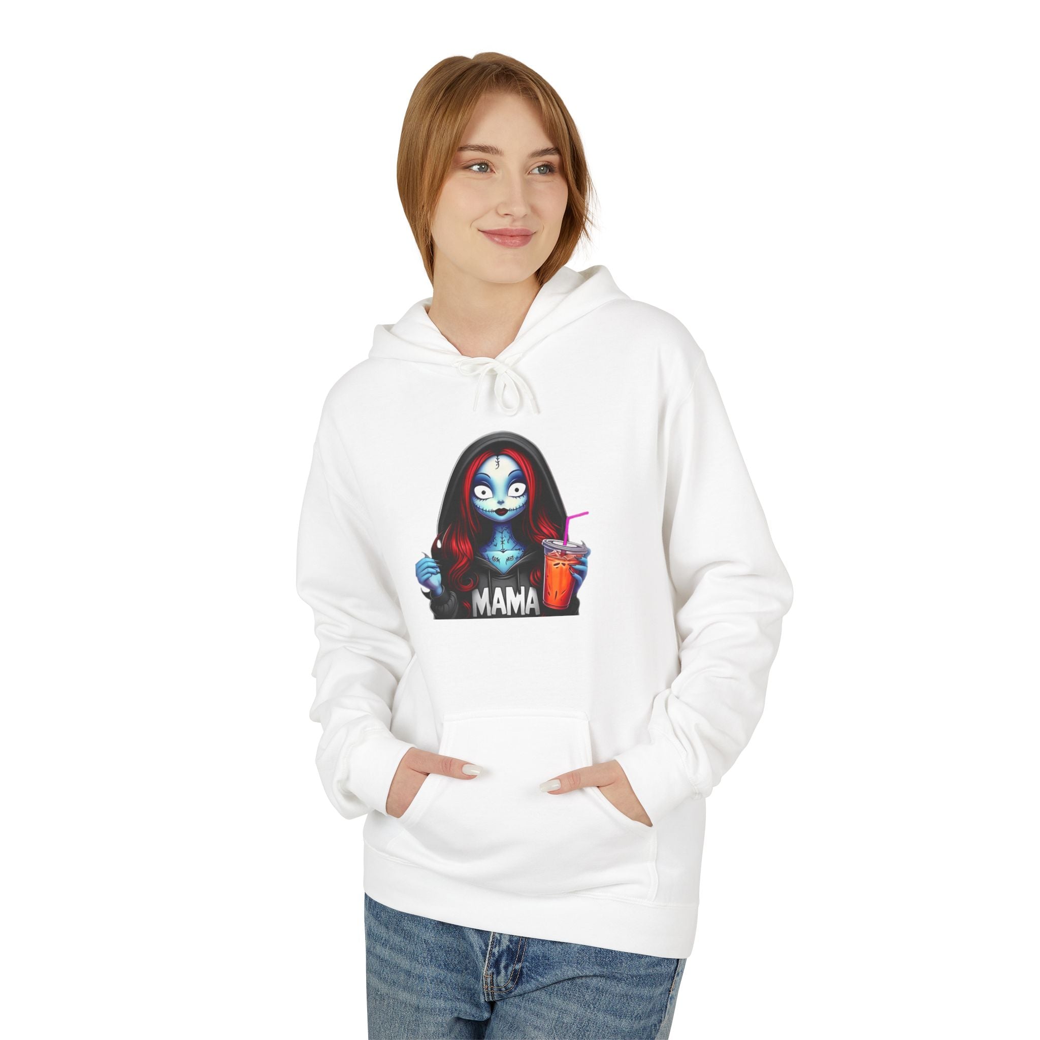 Horror Mama Mask Hoodie — Creepy Neon Mom Graphic Hoodie