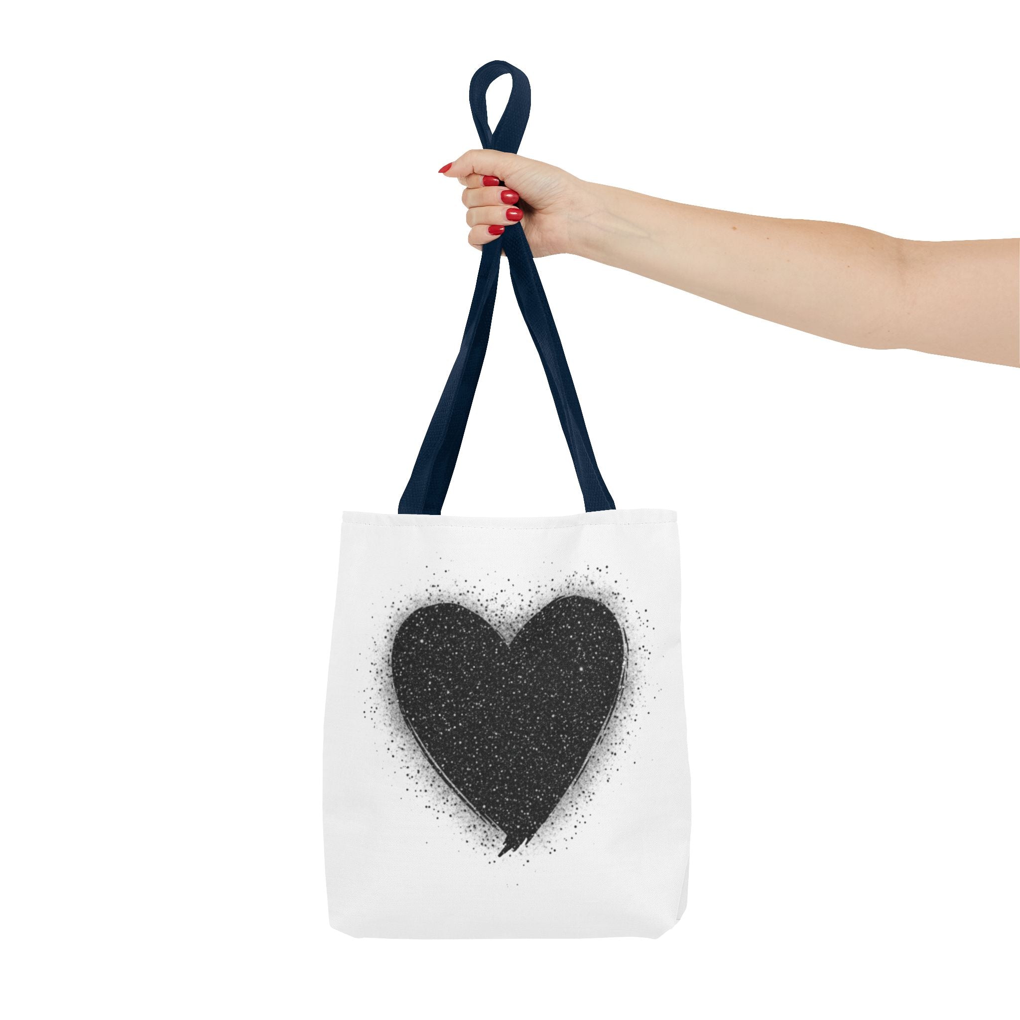 Black Spray Heart Tote Bag – Chic Graphic Canvas Tote for Everyday Use