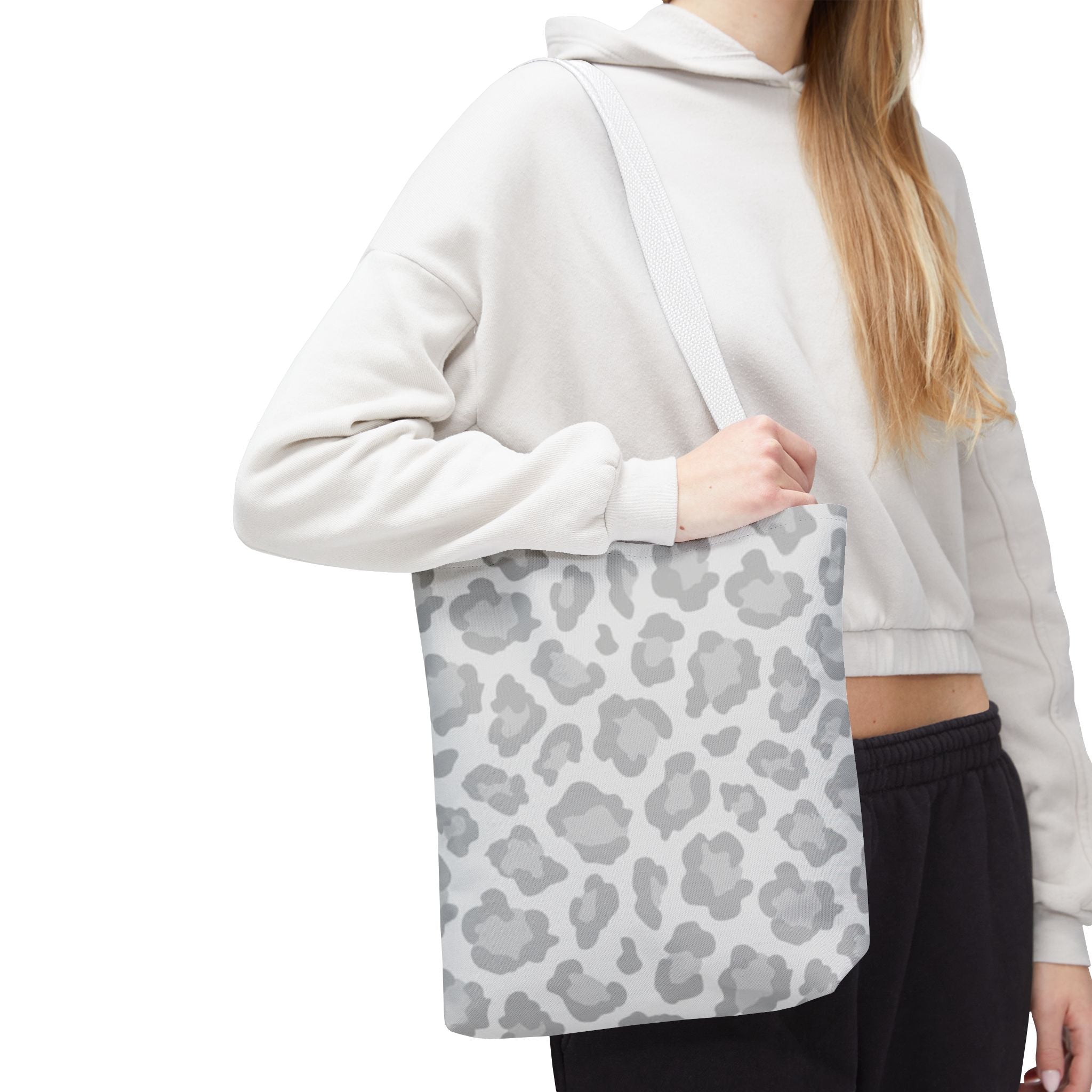 Gray Leopard Print Tote Bag – All-Over-Print Casual Shopper