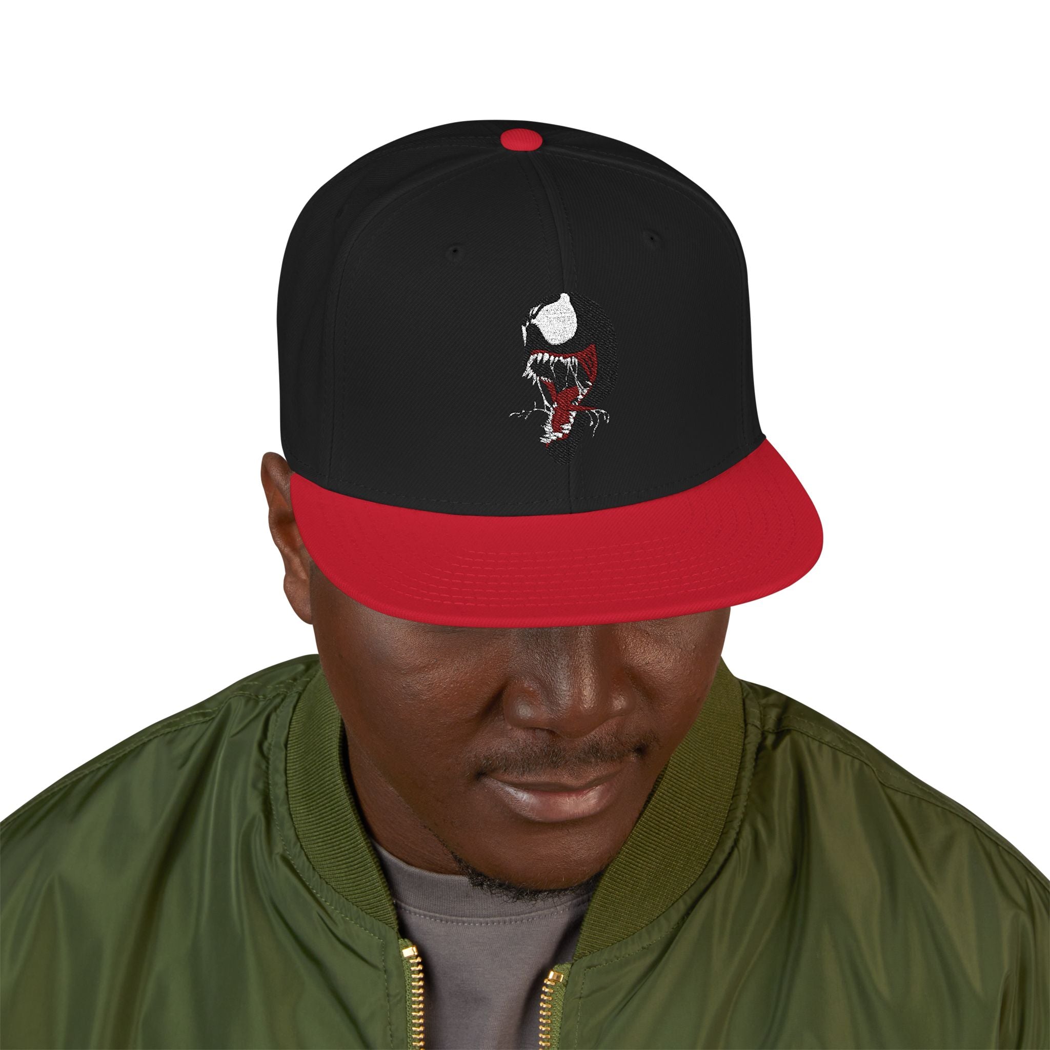 Embroidered Skull & Roses Snapback Hat — Gothic Streetwear Cap