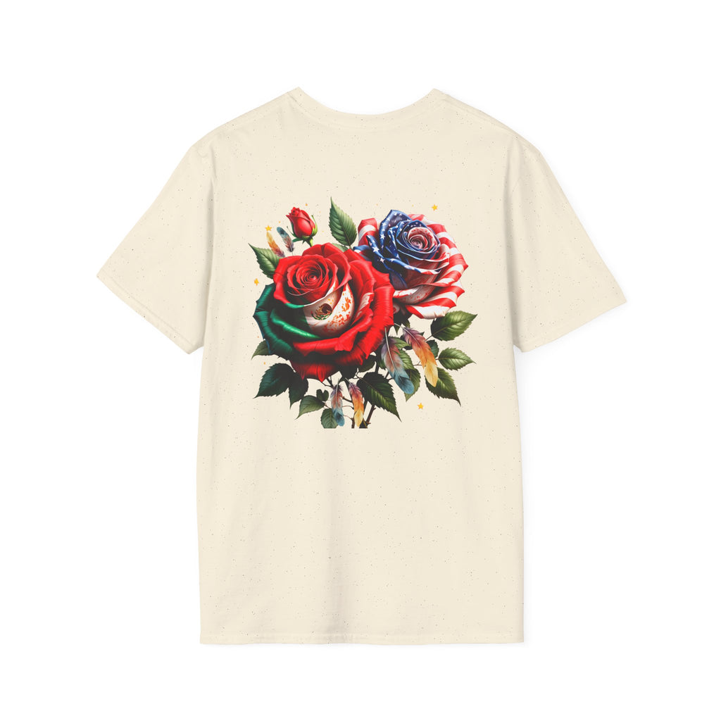USA Mexico Flag T-Shirt — Small Crossed American & Mexican Flags Tee