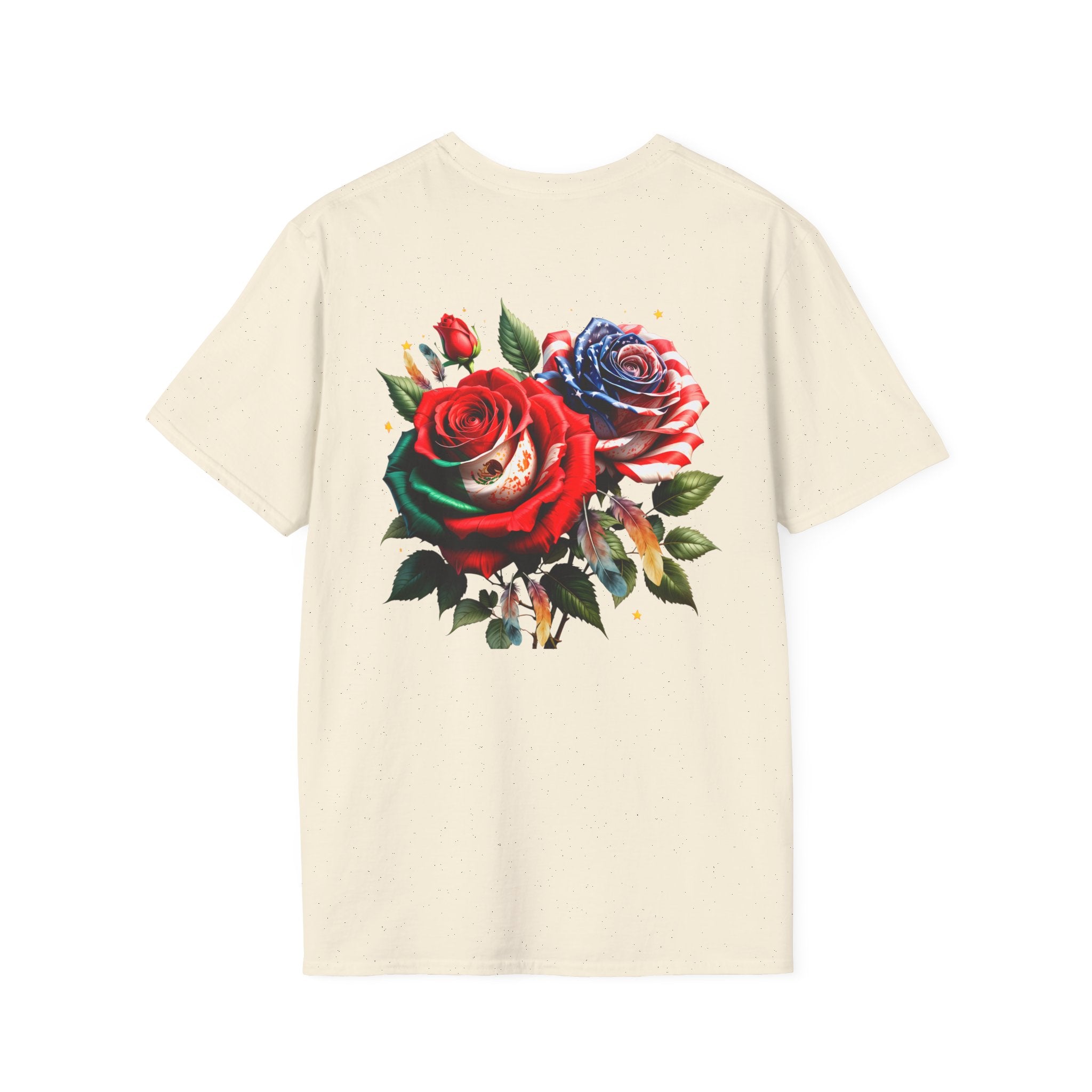 USA Mexico Flag T-Shirt — Small Crossed American & Mexican Flags Tee