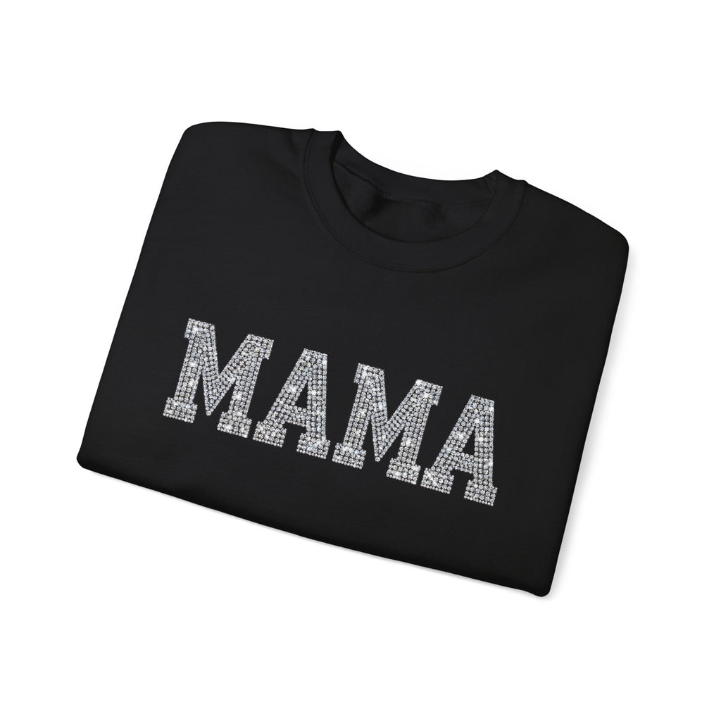 Mama Crewneck Sweatshirt — Casual Glitter Block Letter Mom Pullover