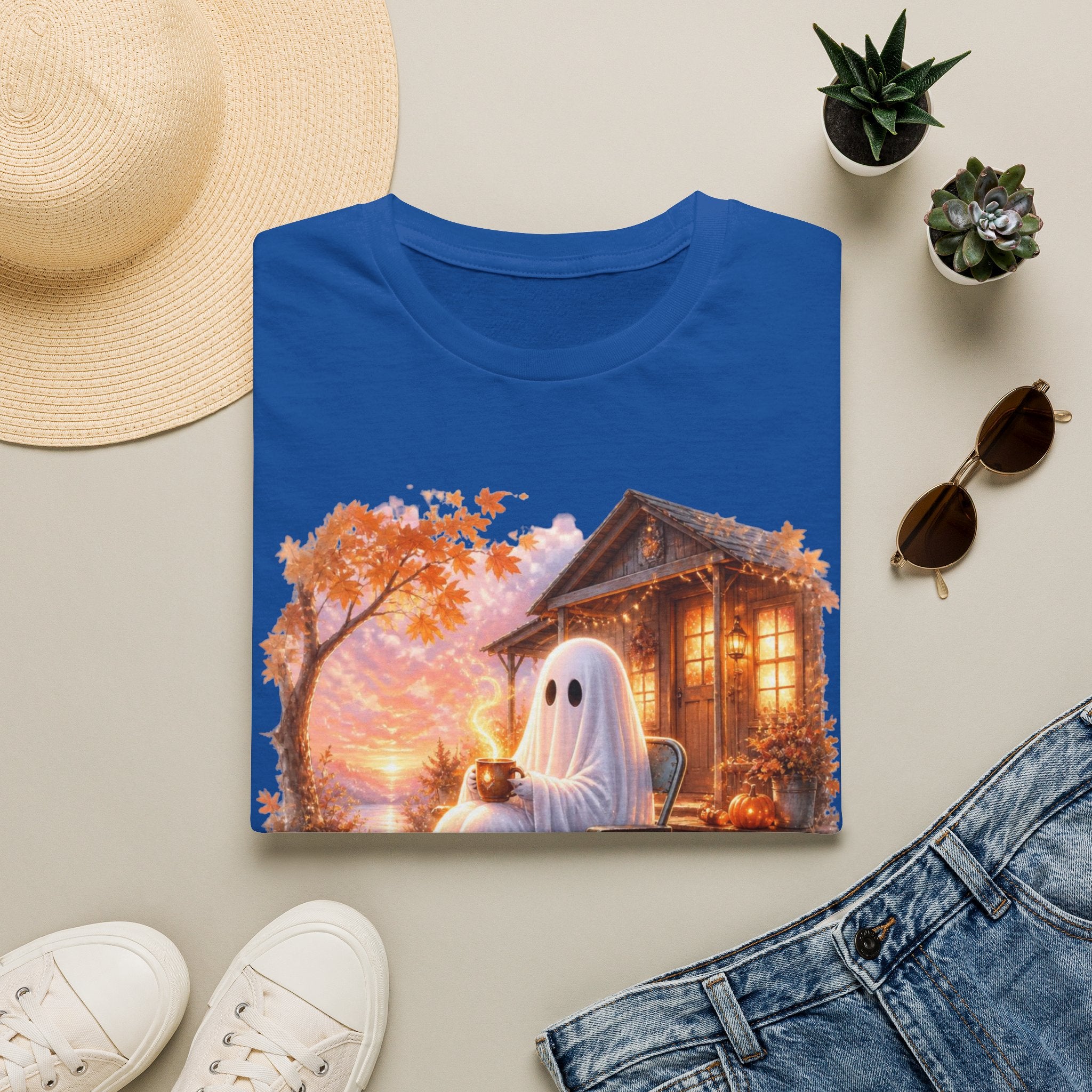 Ghost Cozy Fall T-Shirt — "Mentally on Fire" Autumn Halloween Tee