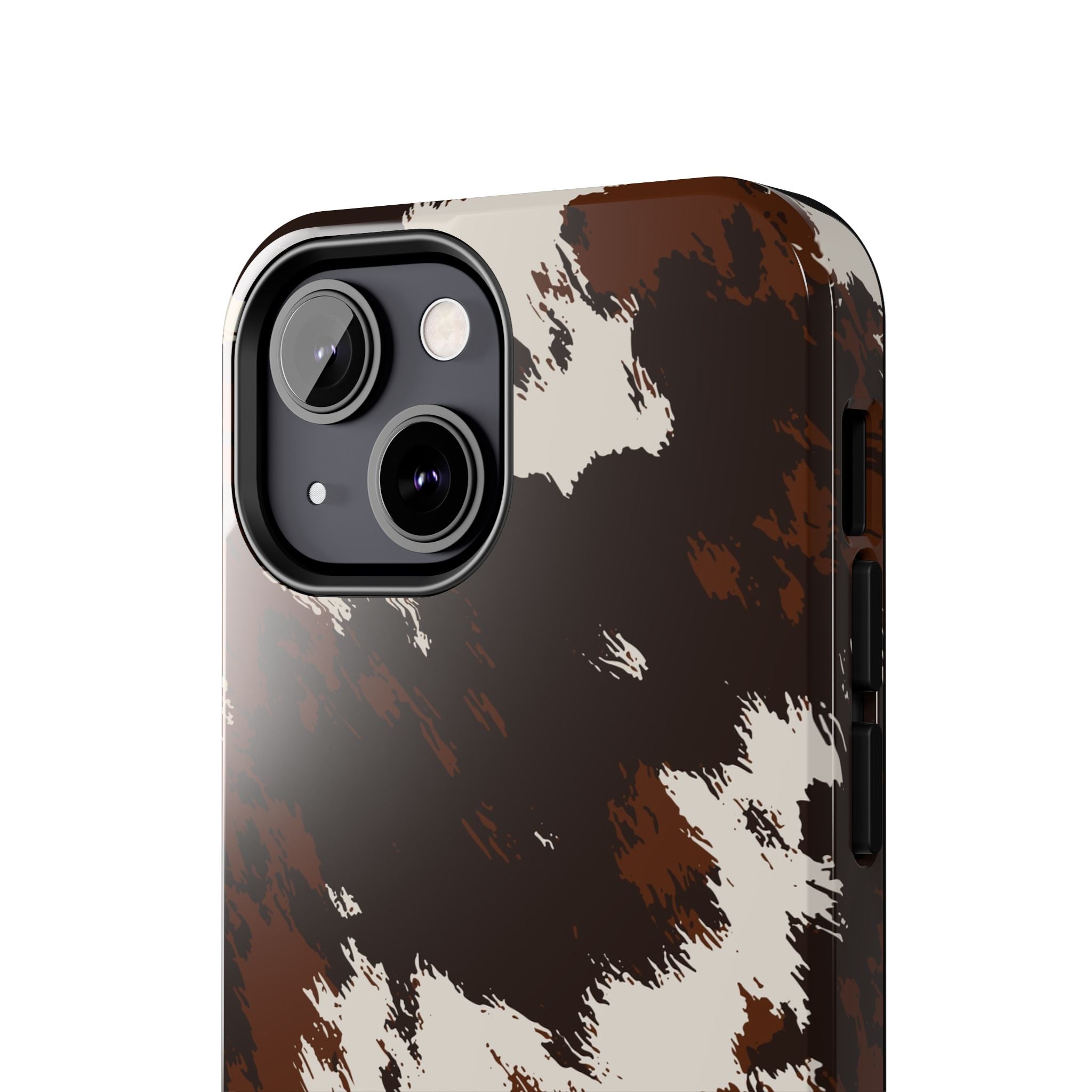 Cowhide Print Tough Phone Case — Brown & White Western Rugged Protection