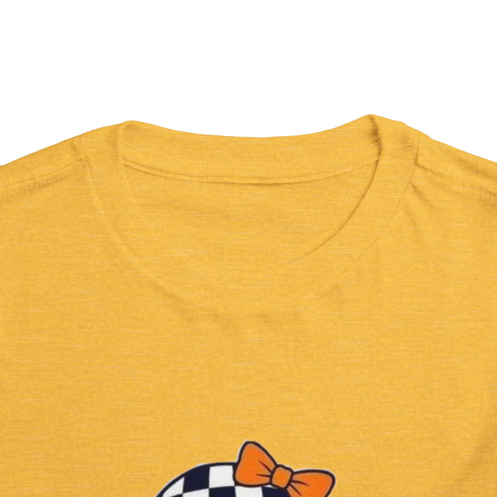 Checkerboard Ghost Toddler Tee — Cute Halloween Bubblegum Design