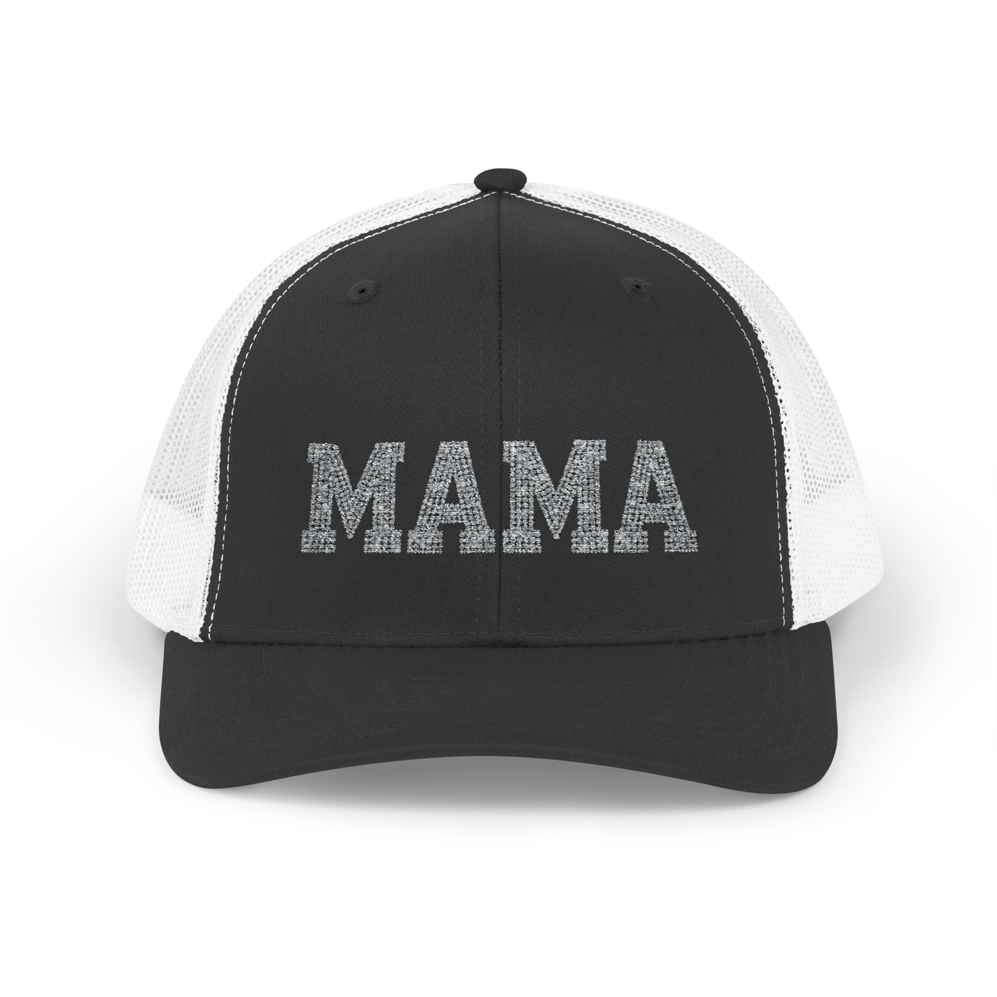 Mama Snapback Trucker Cap — Glitter Script "MAMA" Mesh Back Hat for Moms, Mother's Day Gift