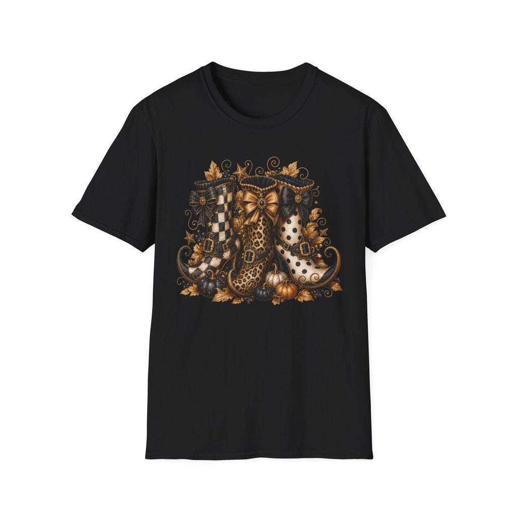 Leopard & Plaid Fall Boots Graphic T-Shirt