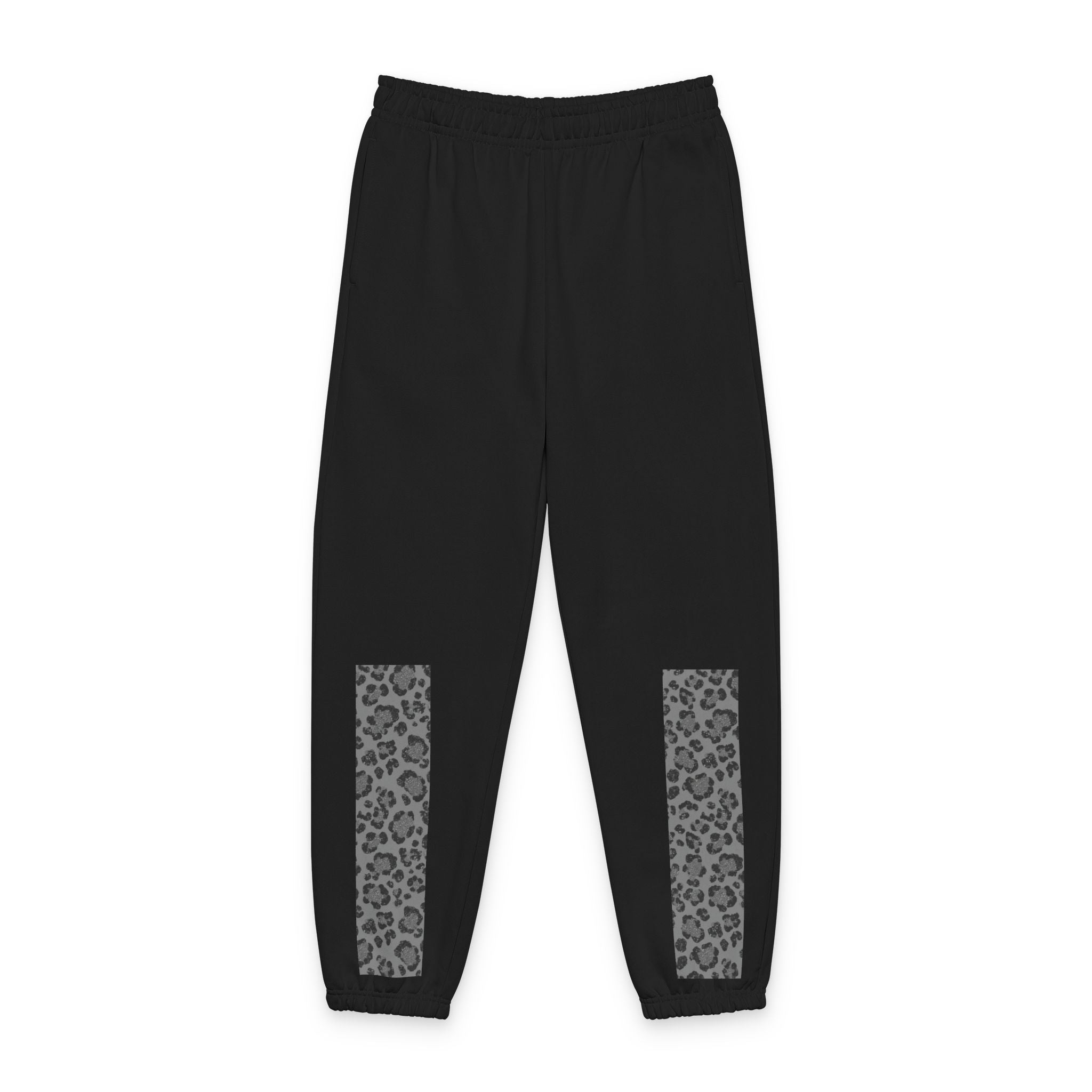 Leopard Panel Sweatpants — Cozy Joggers with Animal Print Leg Accents