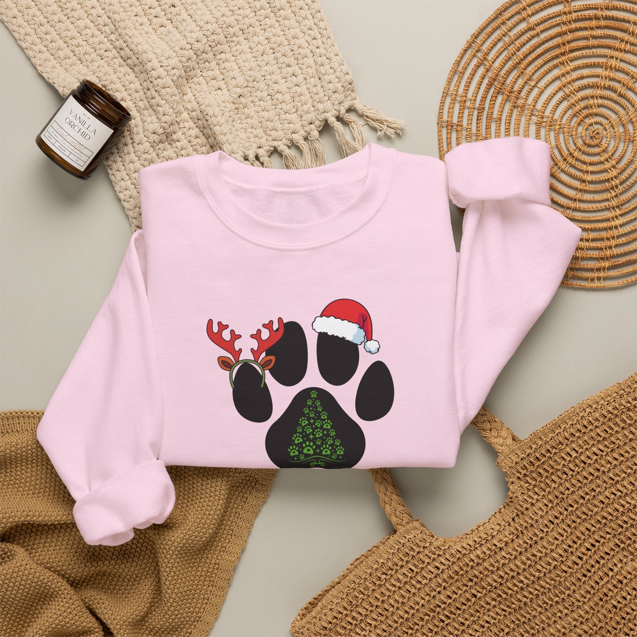 Christmas Paw Print Sweatshirt - Merry Christmas Pet Lover Crewneck