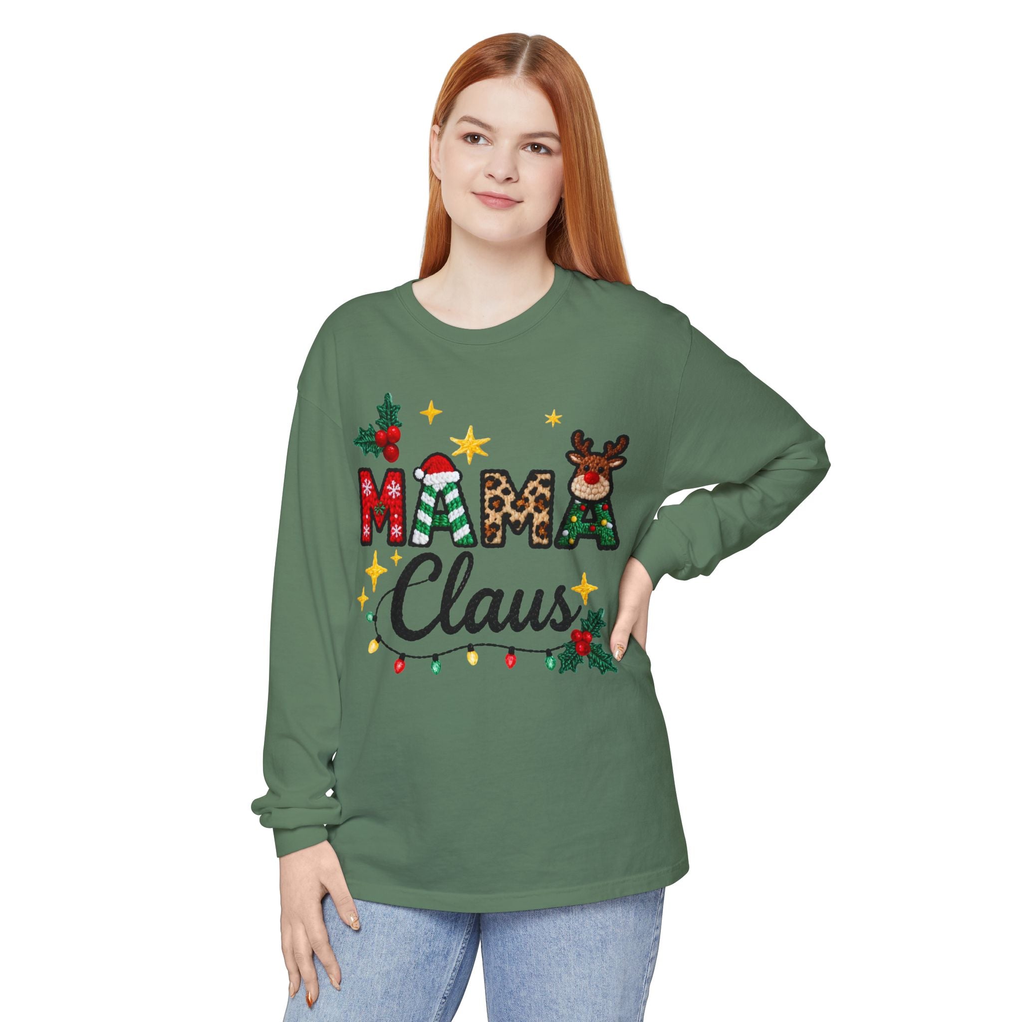Mama Claus Long Sleeve Tee — Christmas Holiday Family Shirt