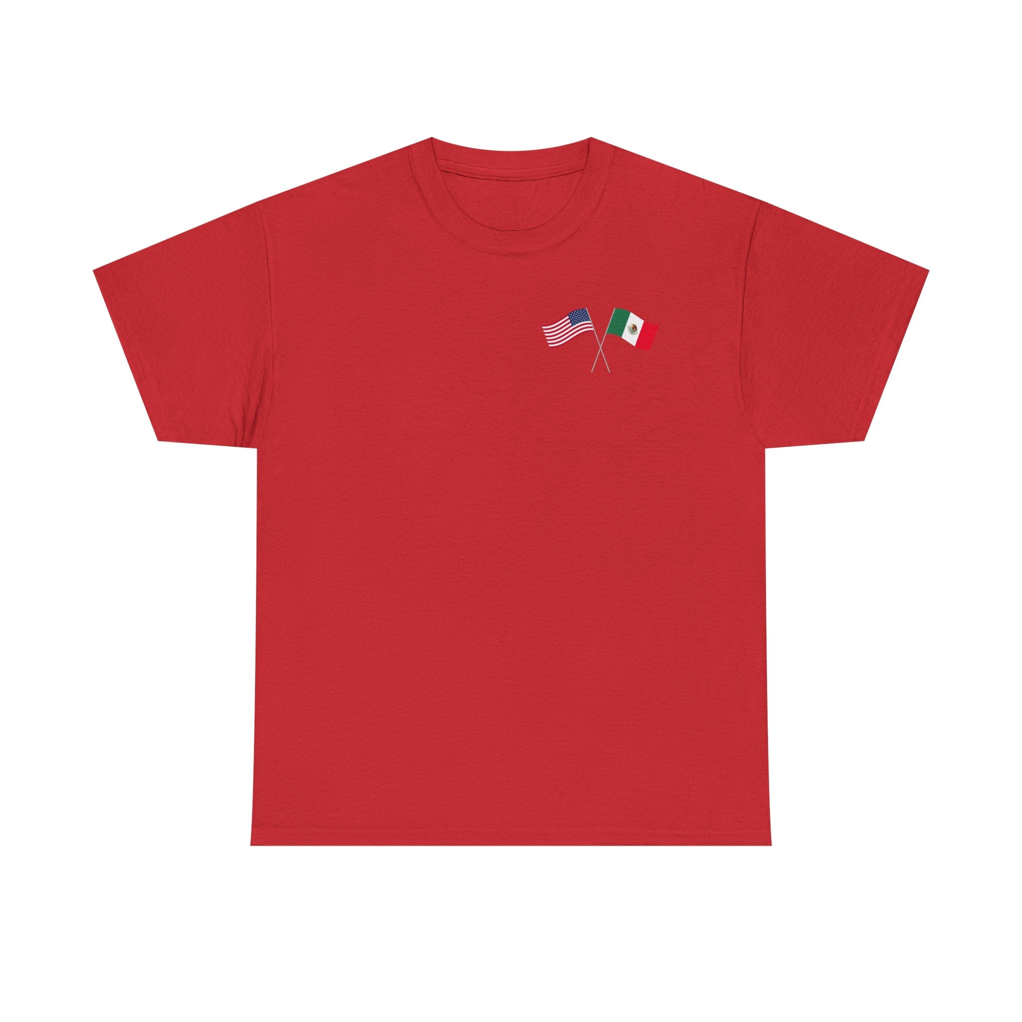 American & Italian Flag Tee with Vintage Rose Back — Patriotic Floral T-Shirt
