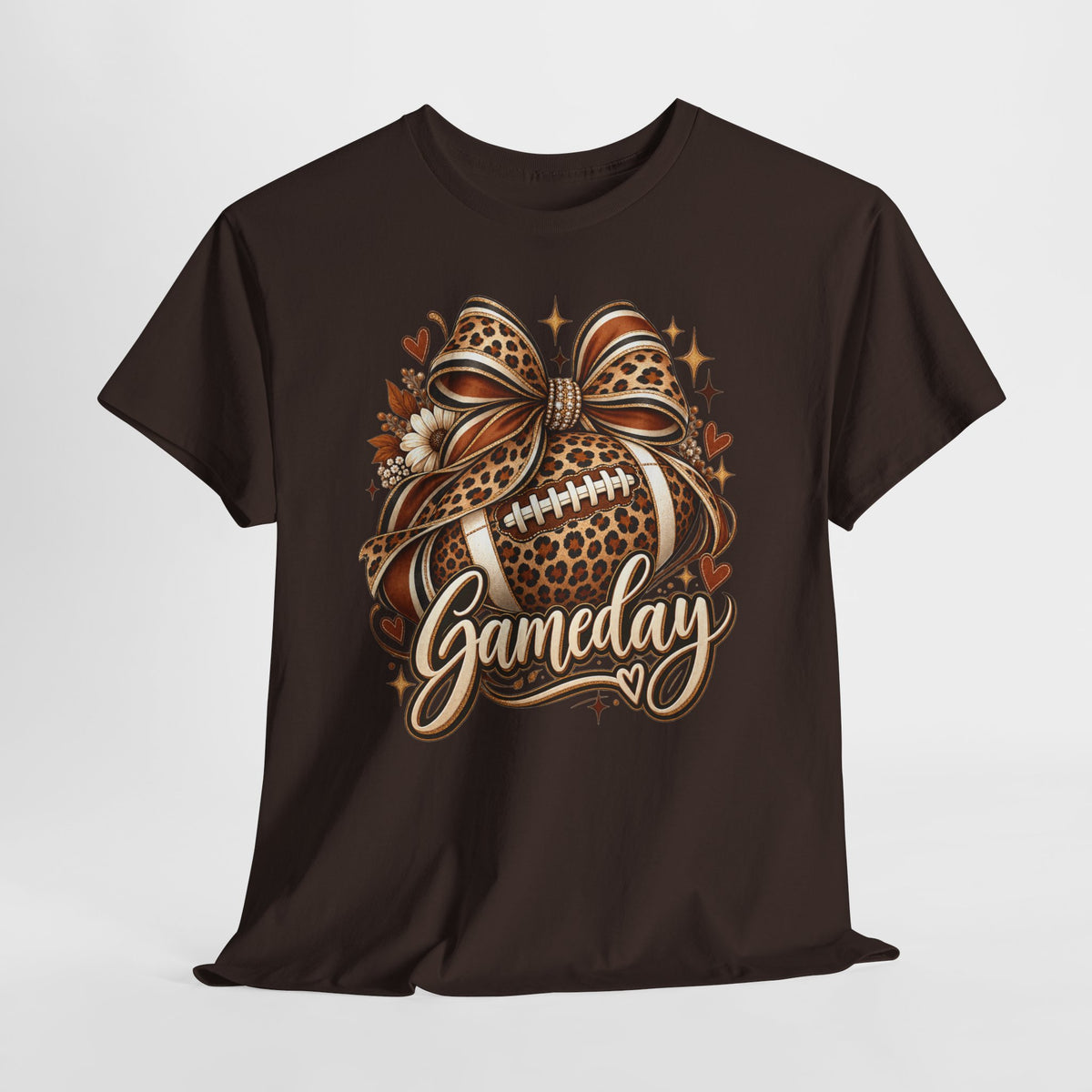 Gameday Football Tee — Leopard Print Football with Bow