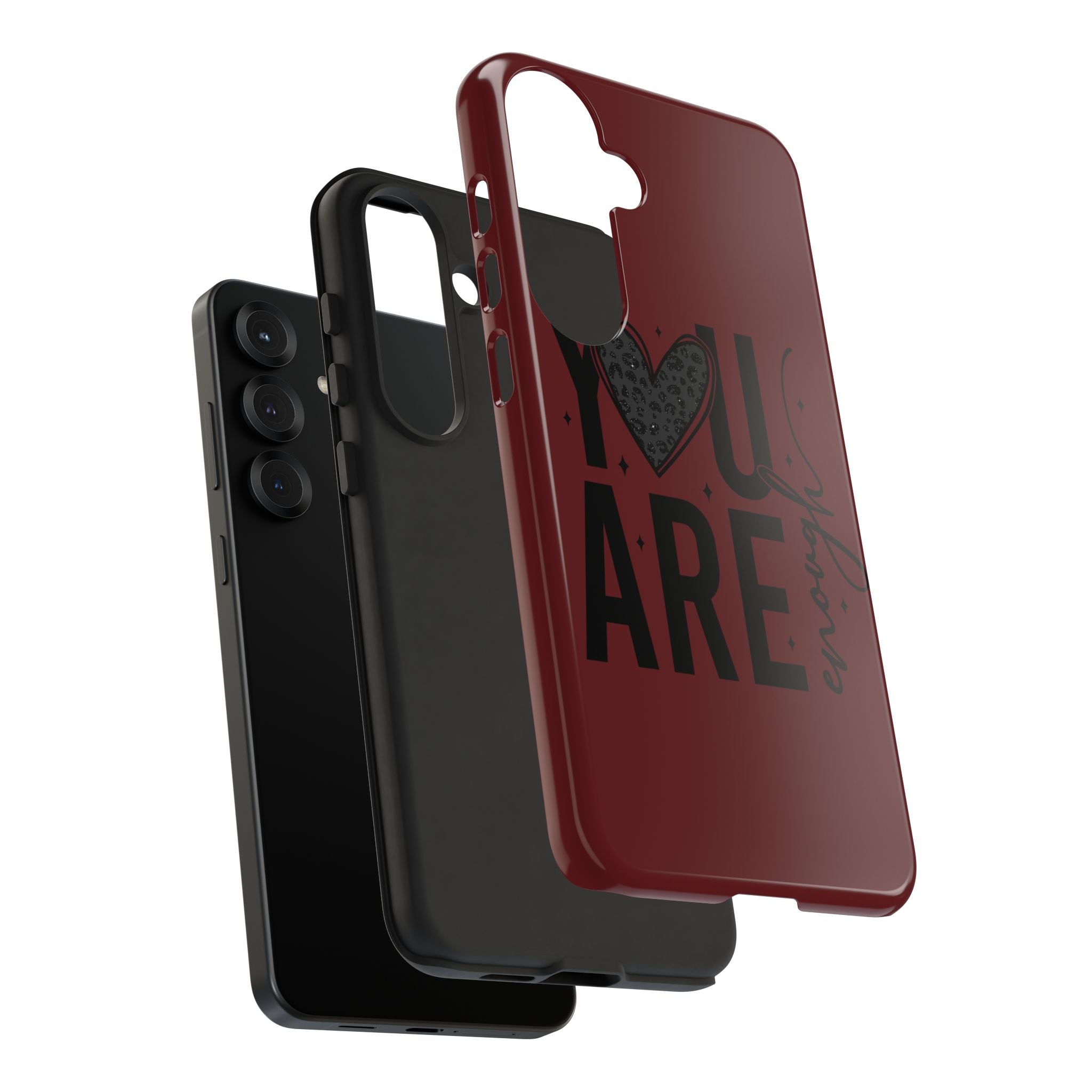 You Are Enough Phone Case — Inspirational Protective iPhone Cover (Maroon)