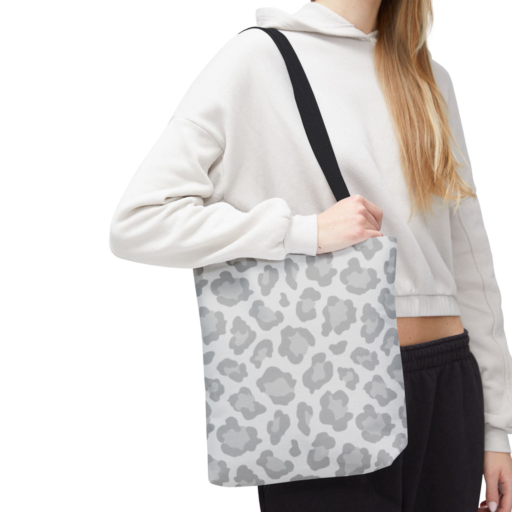 Gray Leopard Print Tote Bag – All-Over-Print Casual Shopper
