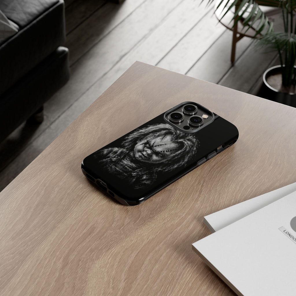 Horror Doll Phone Case - Chucky-Inspired Creepy Portrait Tough Case