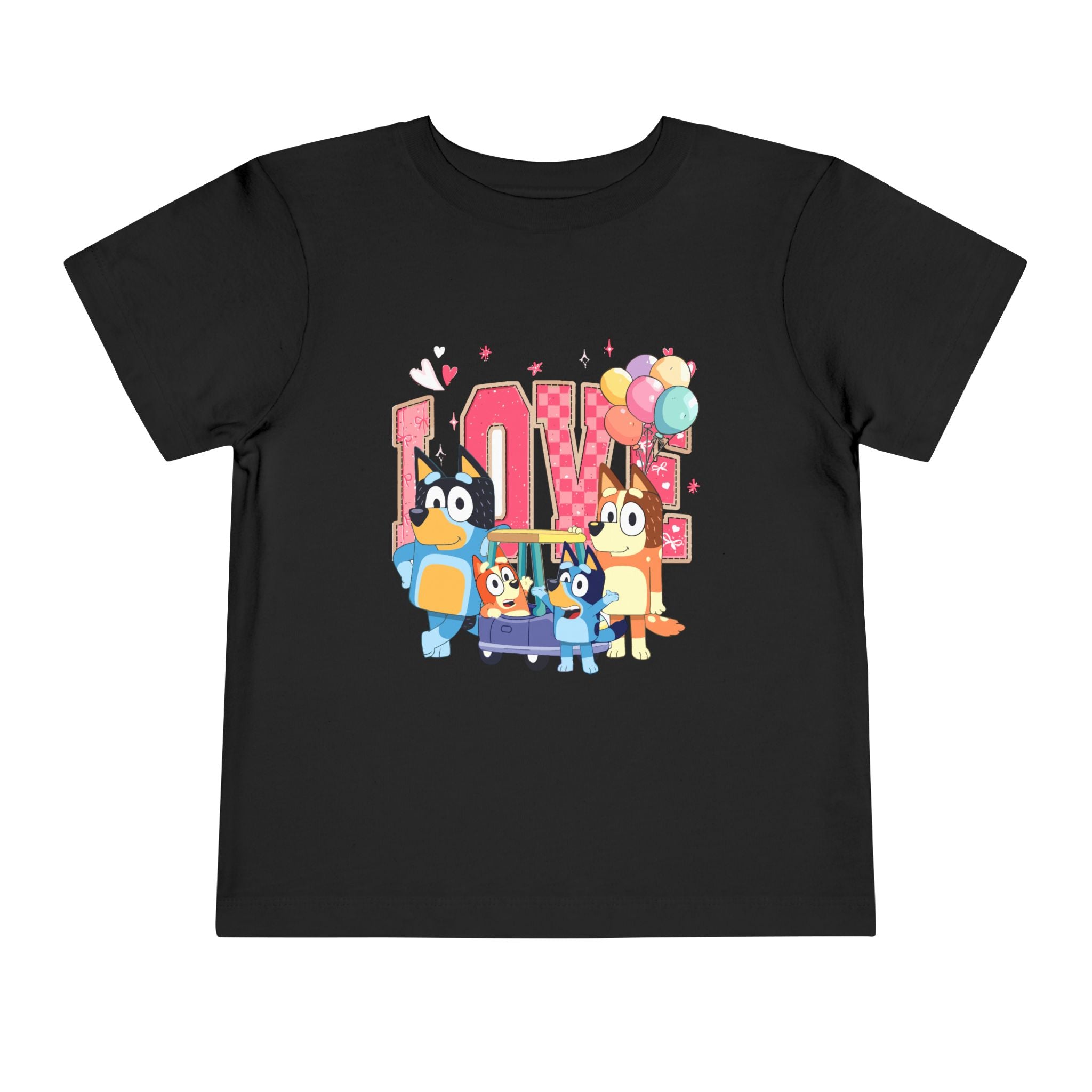 Love Bluey Toddler Tee - Cute Cartoon Family Shirt with Balloons