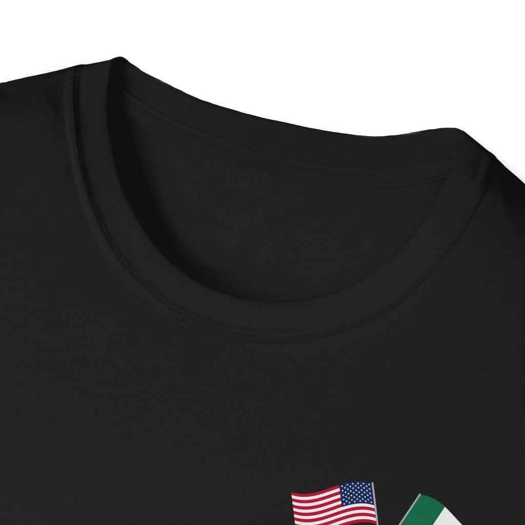 USA Mexico Flag T-Shirt — Small Crossed American & Mexican Flags Tee