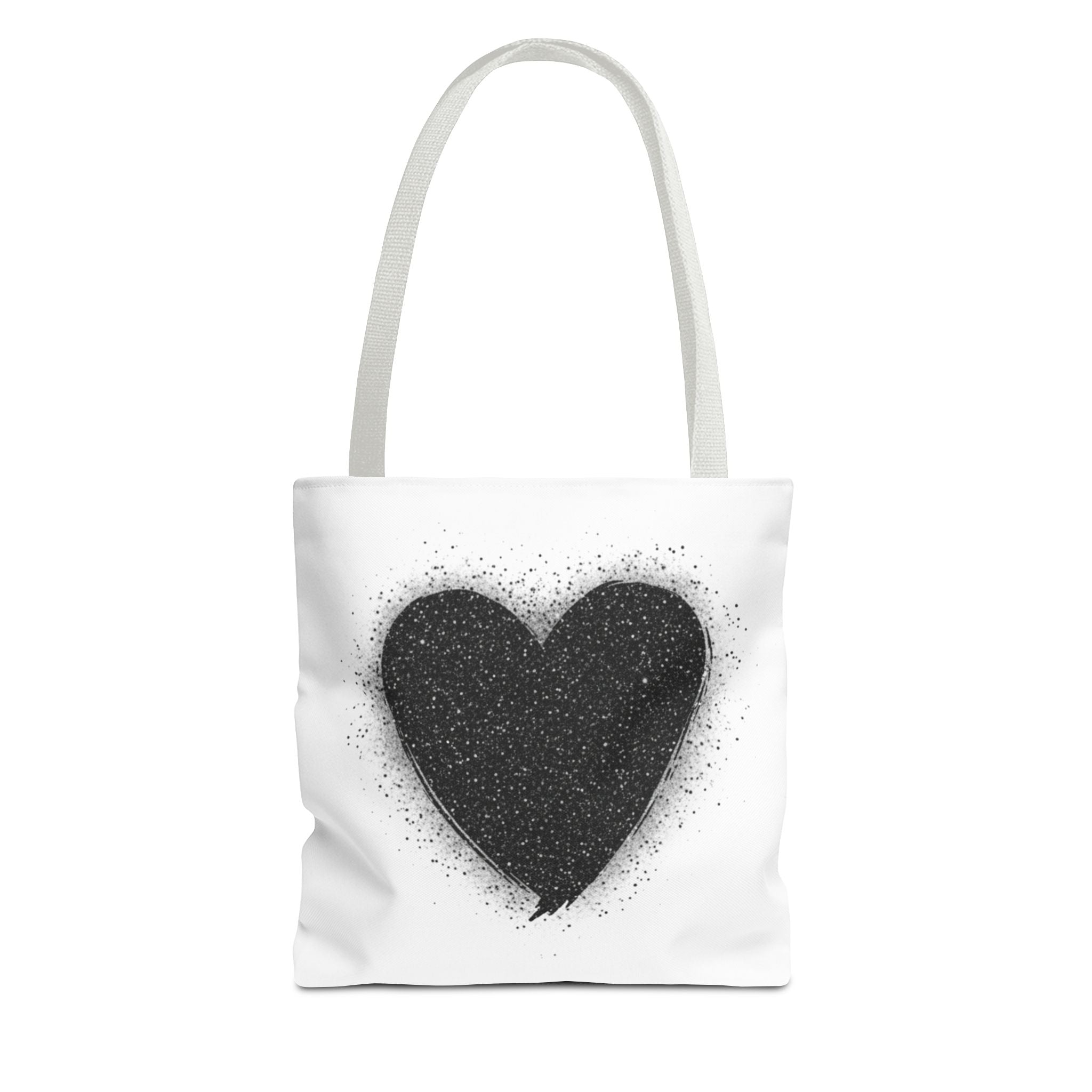 Black Spray Heart Tote Bag – Chic Graphic Canvas Tote for Everyday Use