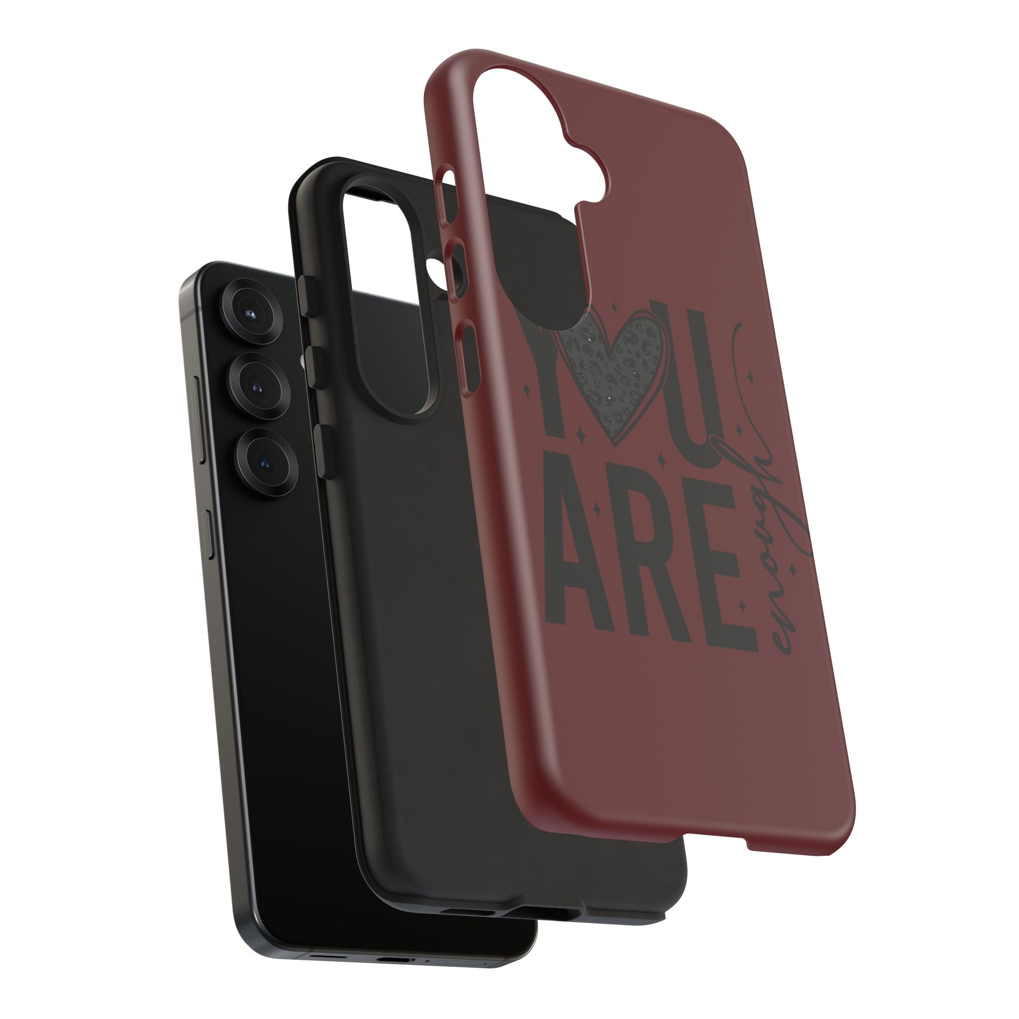 You Are Enough Phone Case — Inspirational Protective iPhone Cover (Maroon)