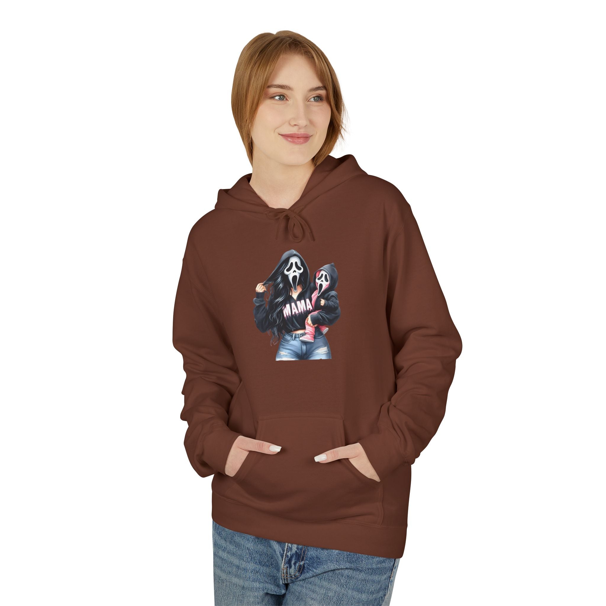 Street Style Graphic Hoodie — Woman in Leather Jacket Design