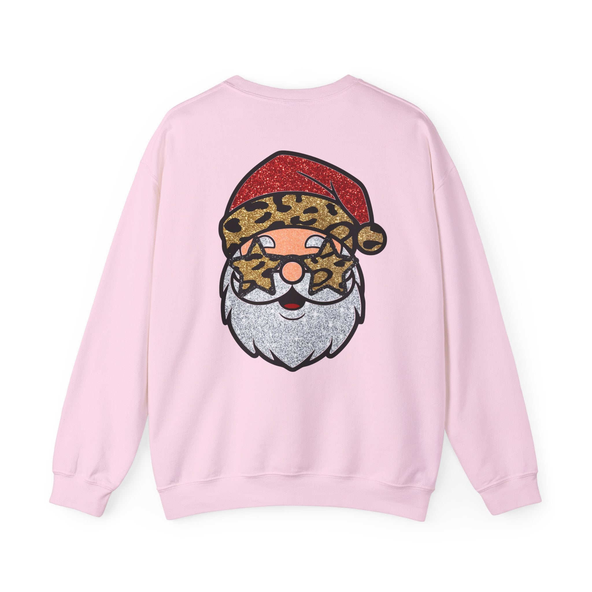 Santa Face Crewneck Sweatshirt — Leopard Santa Graphic Holiday Pullover