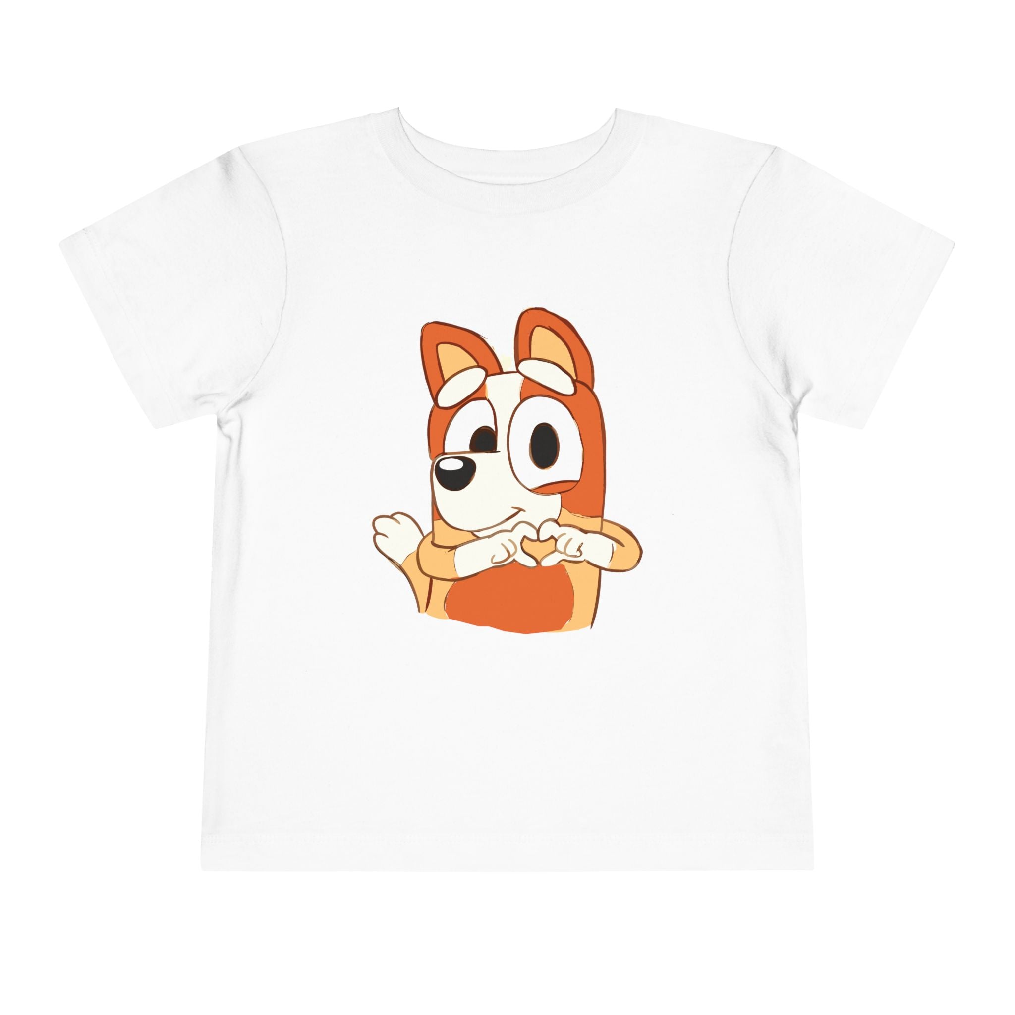 Toddler Tee — Cute Cartoon Dog Making Heart Gesture