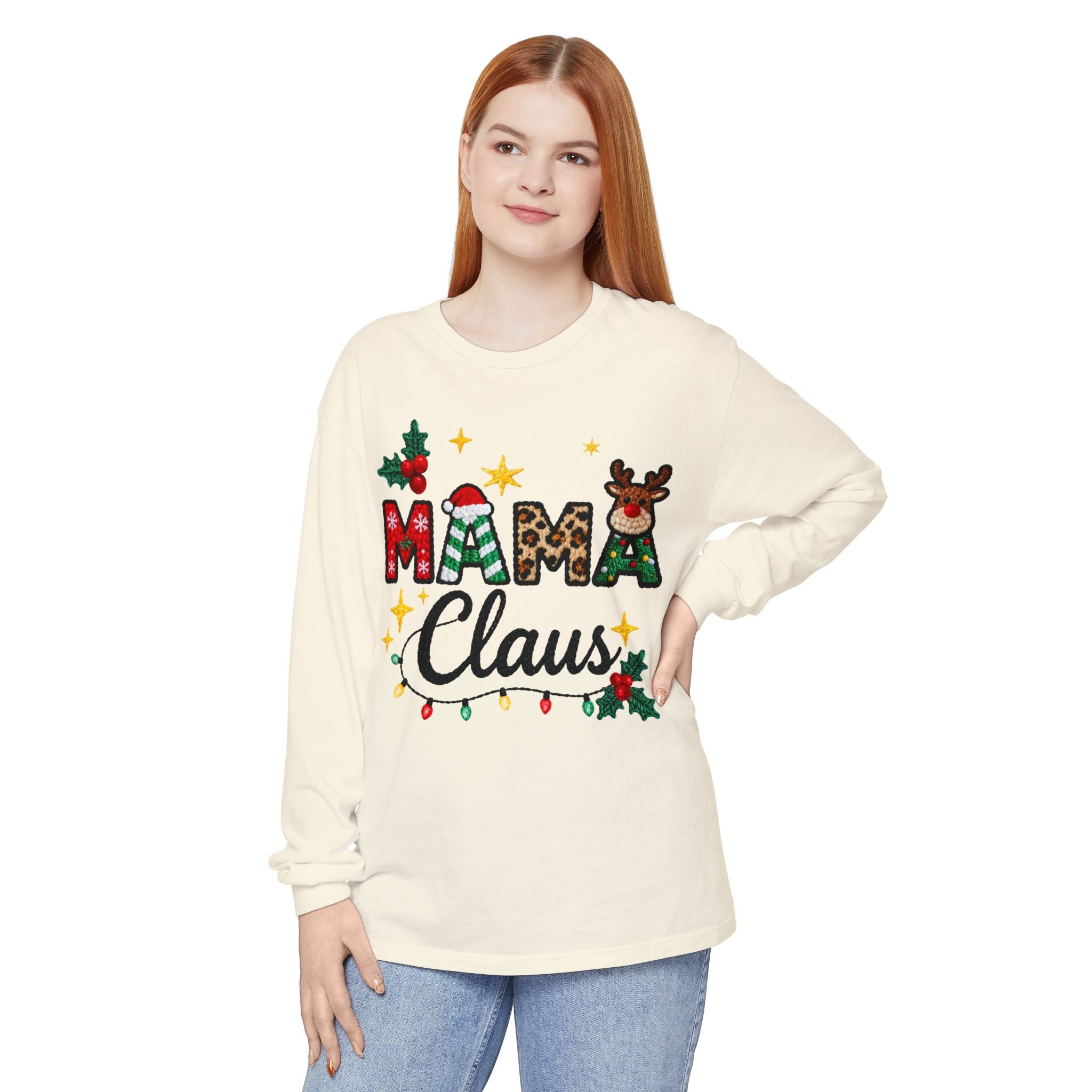 Mama Claus Long Sleeve Tee — Christmas Holiday Family Shirt